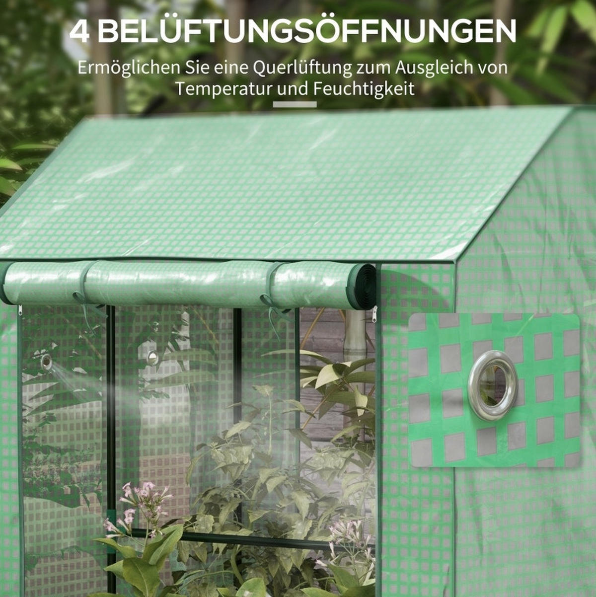 GEWÄCHSHAUS aus Stahl 100x80x150 cm in Grün mit 2 Türen - Grün, Metall (80/150/100cm) - Modfu
