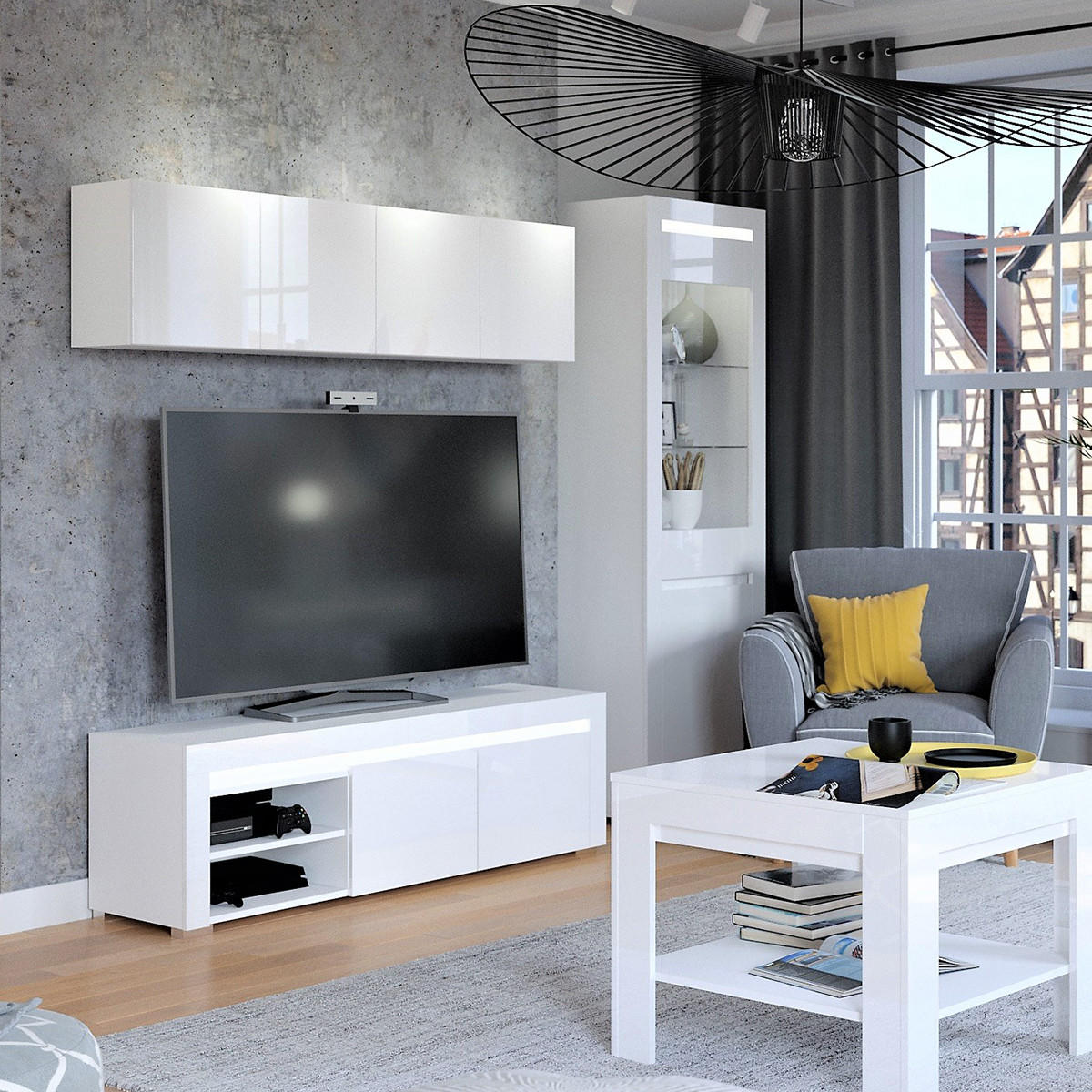 VITRÍNA Kasla Bílá - bílá, kompozitní dřevo (60/195/39cm) - Petits-meubles