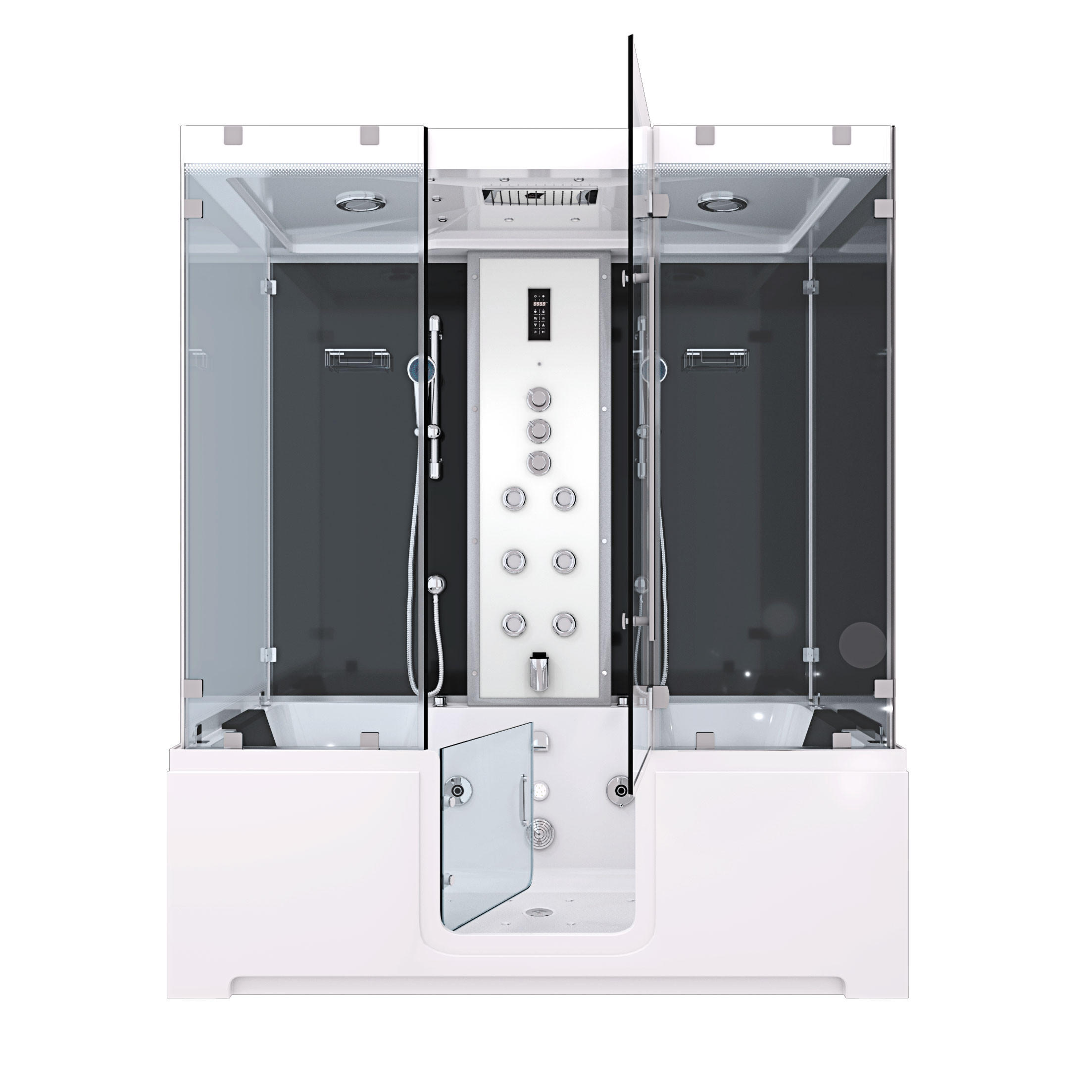 WHIRLPOOL mit Tür Dusche K88-SW-TH-C-EC-SC-EA Duschkabine - Schwarz, Glas/Kunststoff (100/228/180cm) - AcquaVapore by Sandra Jentho