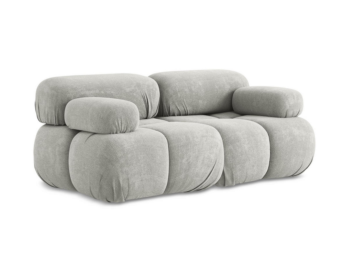 2-SITZER-SOFA Chenille Stoff Grau - Hellgrau/Schwarz, Kunststoff/Textil (190/70/96cm) - Makamii
