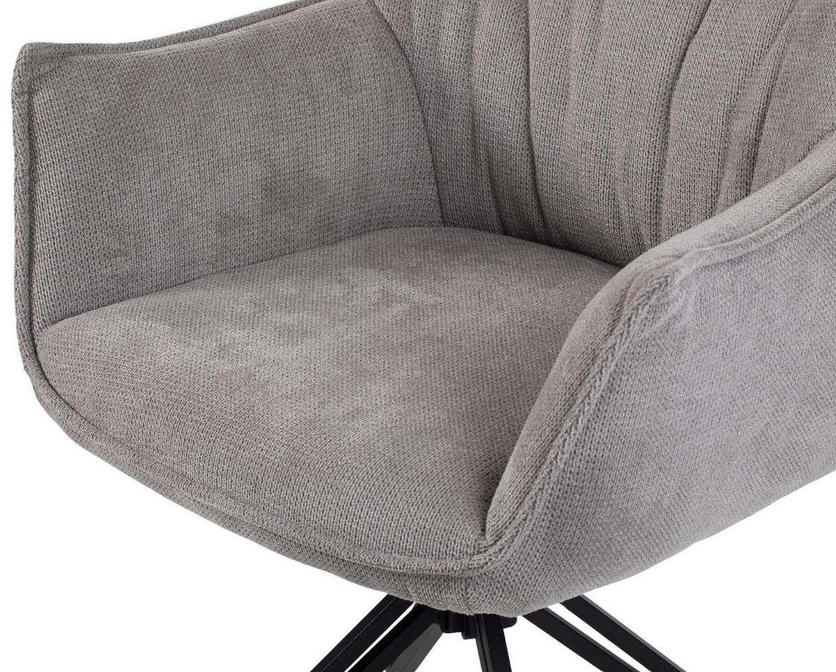 DININGSESSEL Ginosa - drehbar - hellgrau - Hellgrau/Schwarz, Textil/Metall (62/90/66cm) - bene living