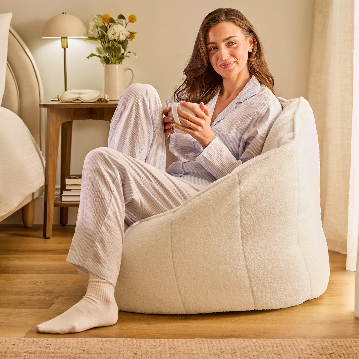 SITZSACK aus Boucle Sirena - Creme, Textil (77/64/74cm) - icon