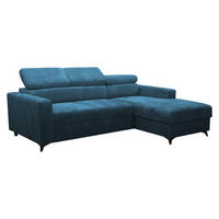 ECKSOFA Milano Premium Cord, Seite: Rechts 2R+LC - Blau/Schwarz, Holz/Textil (236/172cm) - MIRJAN24