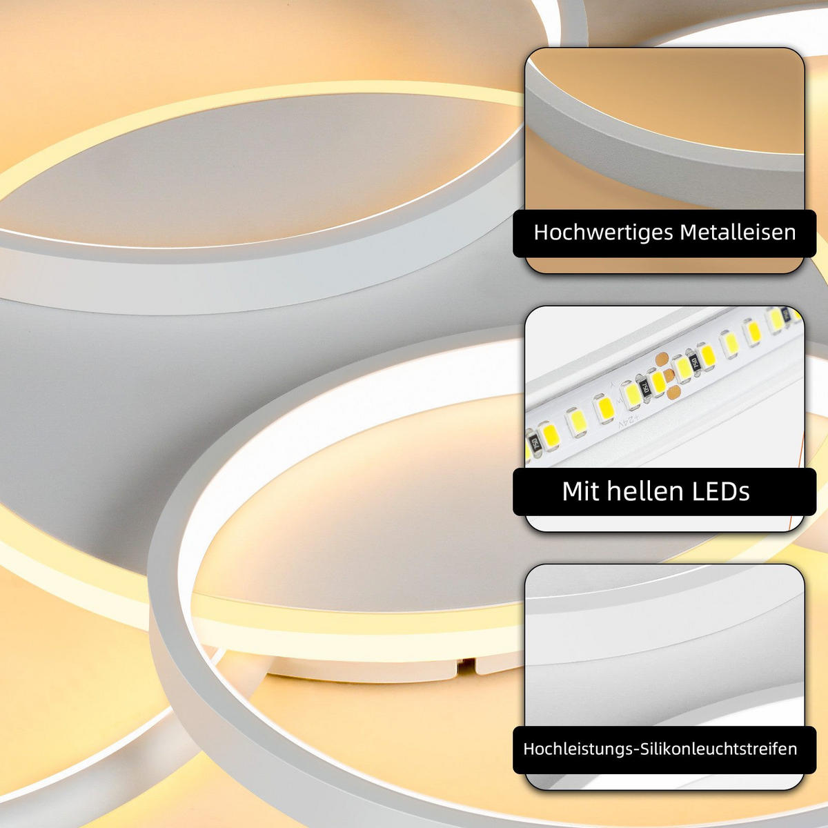 LED-DECKENLEUCHTE Rabenwacht 55.5/6/67 cm - Weiß, Kunststoff (67/55.5/6cm) - ZMH