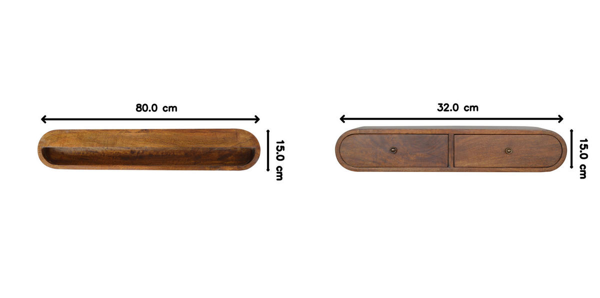 WANDKONSOLE mit Kastanienholz-Finish - Messingfarben/Braun, Holz/Metall (80/15/32cm) - Artisan Furniture