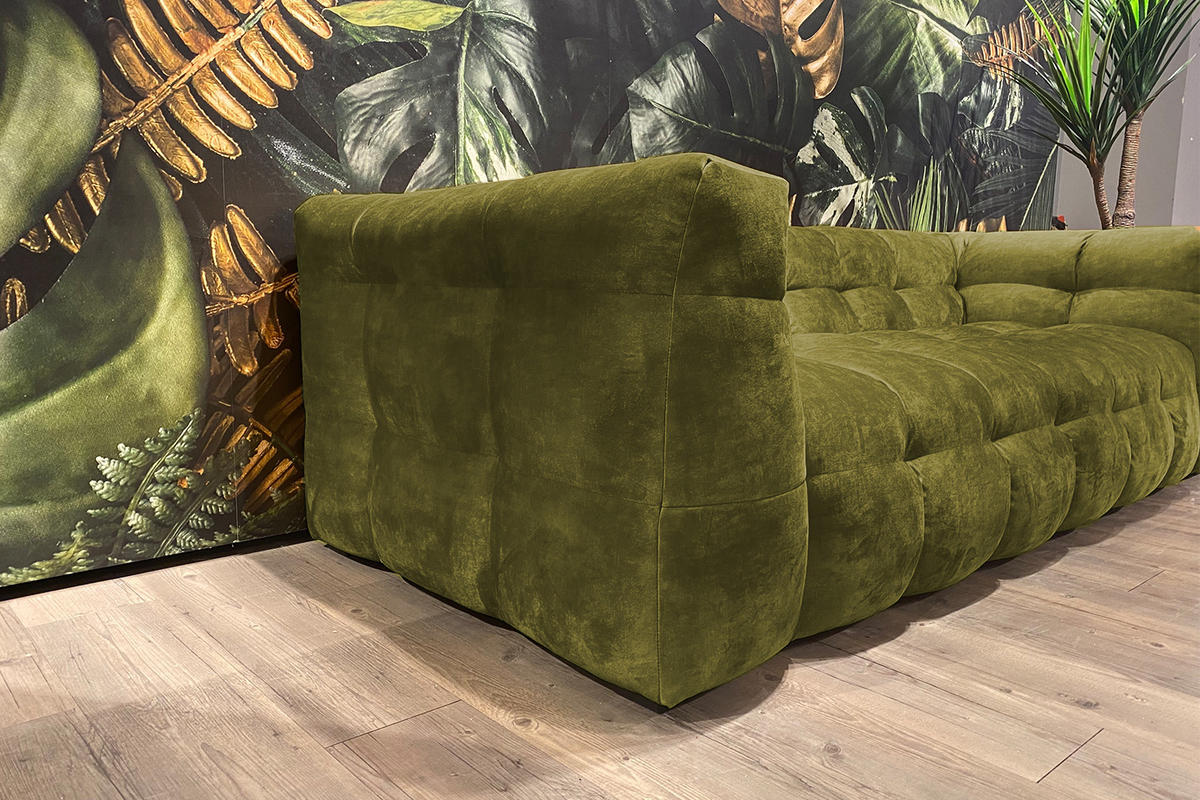 SOFA RIO Grün Velvet - Schwarz/Grün, Textil (282/68/105cm) - KAWOLA