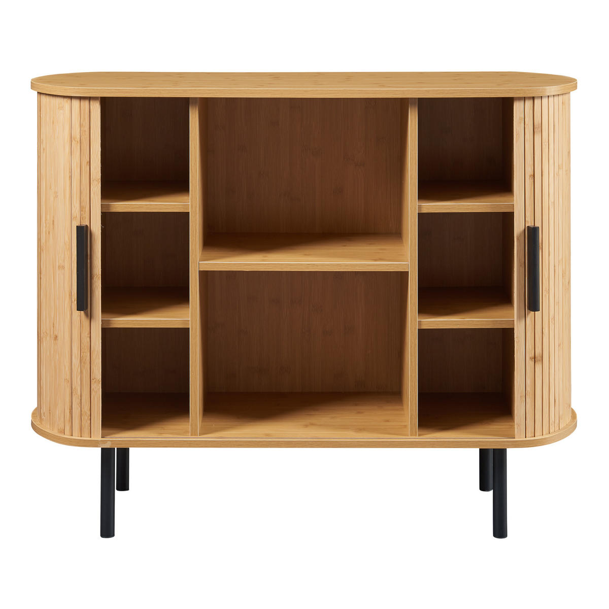 PŘÍBORNÍK Tvedestrand - přírodní/černá, kov/kompozitní dřevo (100/80/40cm) - [en.casa]