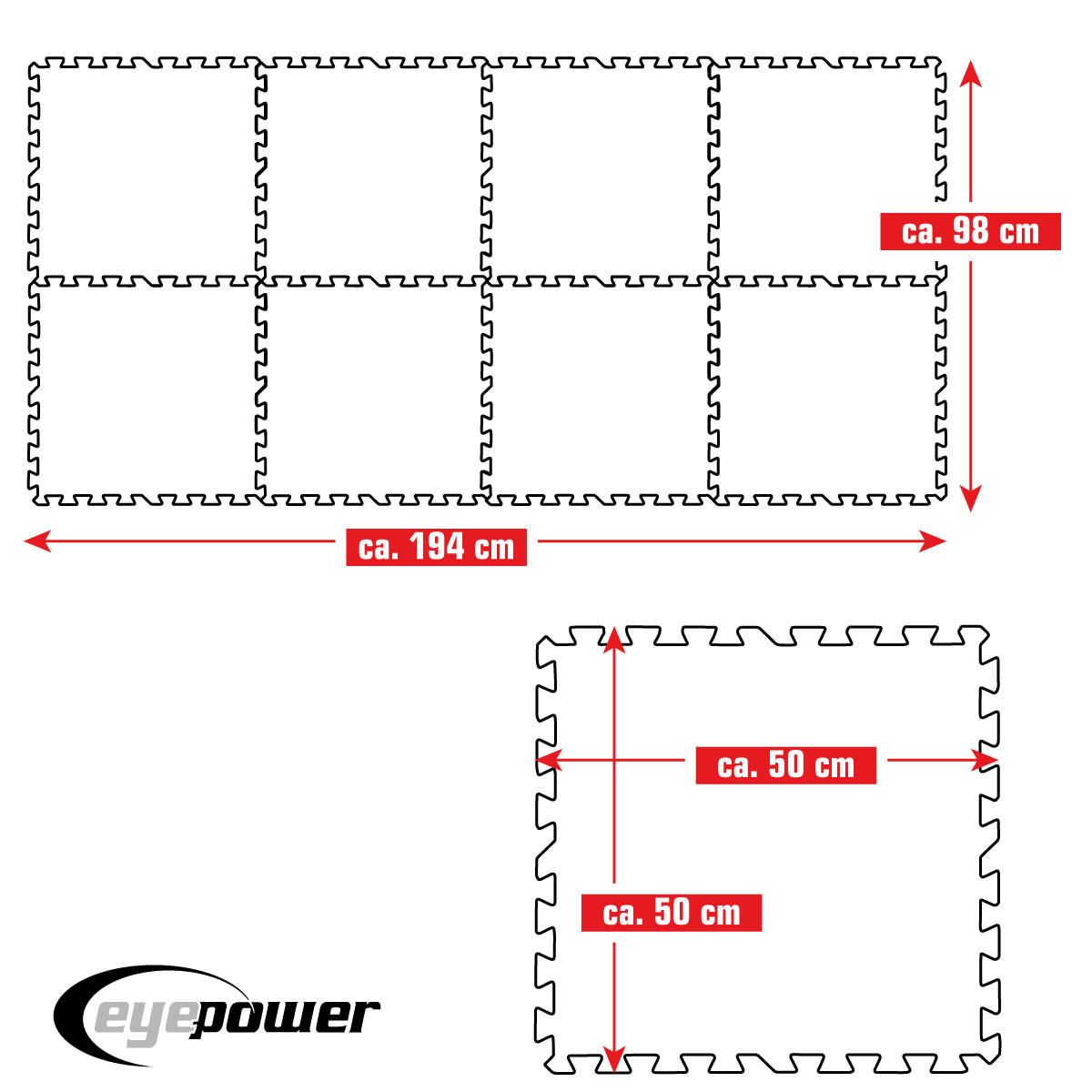 POOLMATTEN 1,9m² 8 EVA Matten 50 cm Terra cotta - Orange, Kunststoff (50/50cm) - eyepower