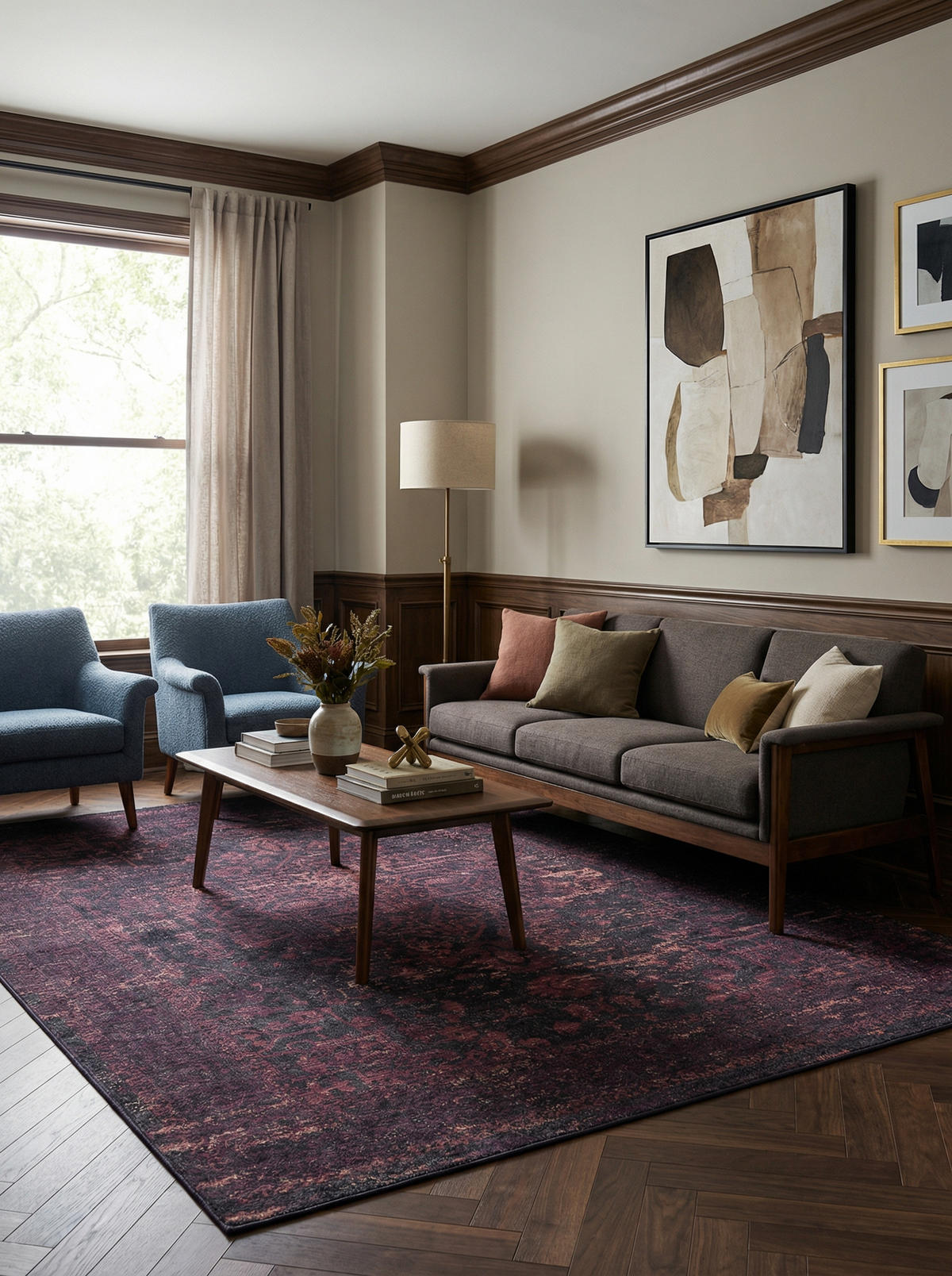 TEPPICH Waschbar Flachgewebe Vintage Look Polyester Wohnzimmer Rot Rechteckig 200x290 - Rot, Textil (200/290cm) - KADIMA DESIGN