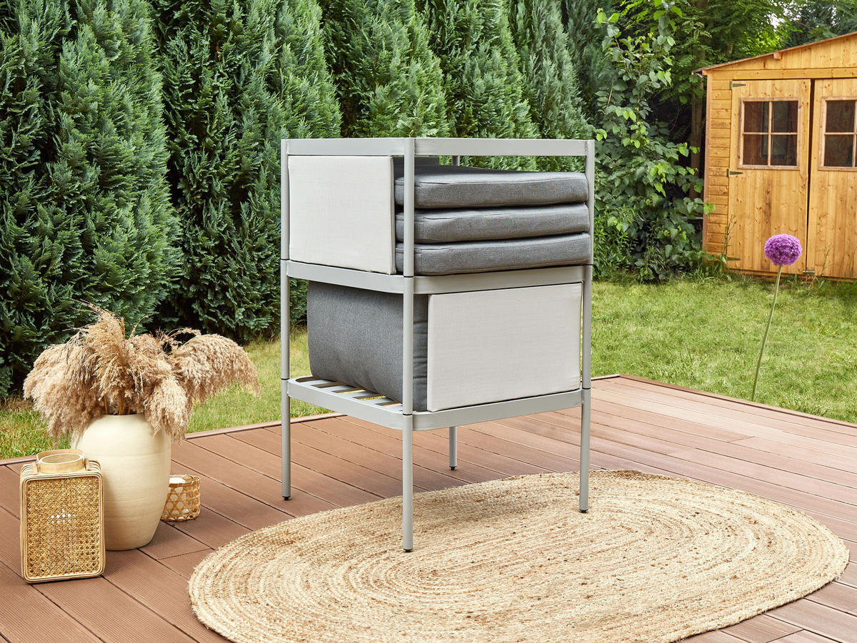 LOUNGE SET 2-Sitzer modular Grau Terracina - Grau, Metall - Beliani