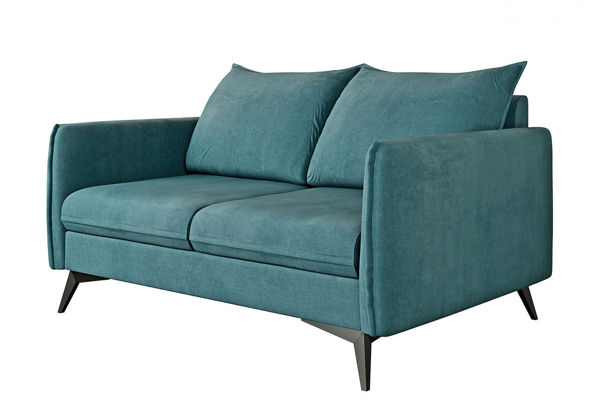 2-SITZER-SOFA Pulse Türkis Luxusmicrofaser - Türkis/Schwarz, Holz/Textil (138/86/91cm) - S-Style Möbel