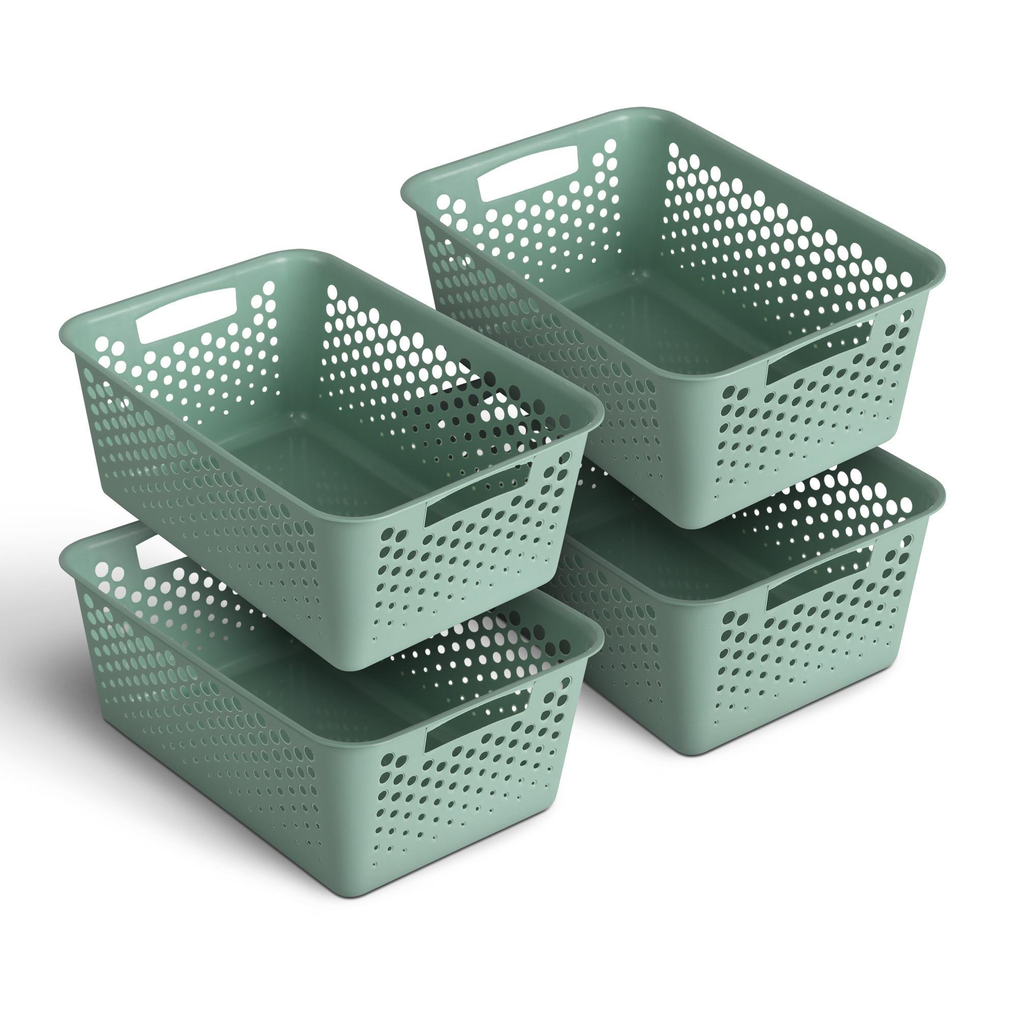 AUFBEWAHRUNGSKORB Grün 37x26x17 cm - 4er Pack - Grün, Kunststoff (26/17/37cm) - ProHome