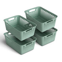 AUFBEWAHRUNGSKORB Grün 37x26x17 cm - 4er Pack - Grün, Kunststoff (26/17/37cm) - ProHome