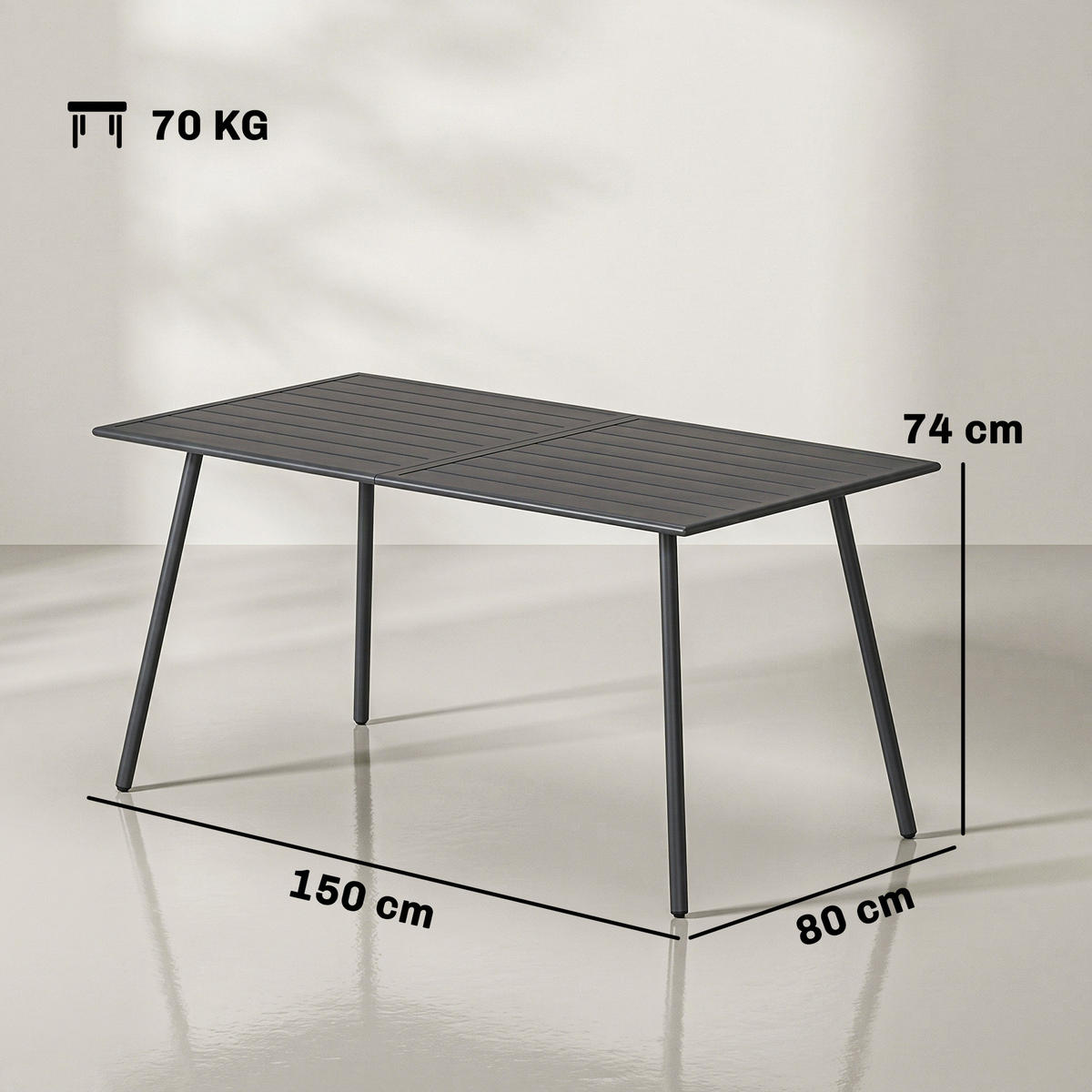 GARTENTISCH,GRAU,1 Stück - Grau, Naturmaterialien (150/80/74cm) - GiPP