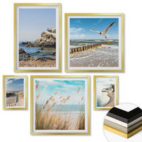 WANDBILDER 5er Set - 50x50 cm & 20x30 cm & 40x60 cm Goldrahmen - Tropische türkisfarbene Inseln - Goldfarben, Kunststoff (40/60cm) - ArtPrintCave