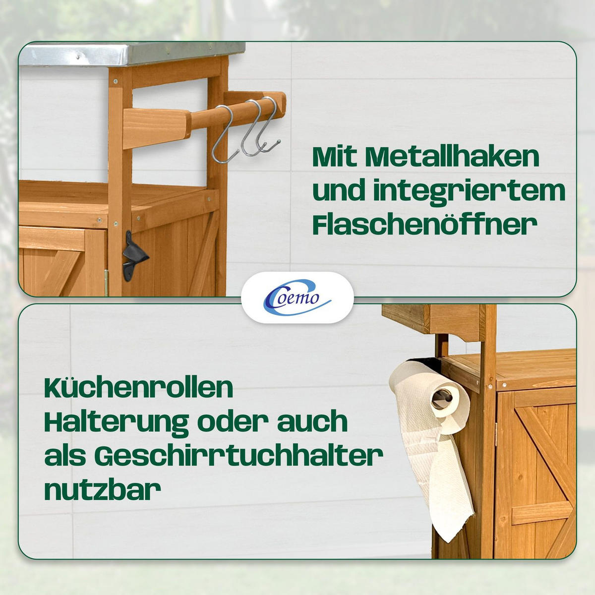 SERVIERWAGEN JAMES OUTDOOR 138/47/92 cm - Braun, Holz (47/92/138cm) - Coemo