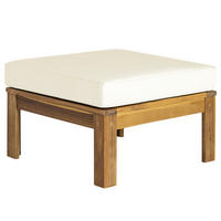 LOUNGEHOCKER - Webstoff / Akazie massiv - Weiß, Holz/Textil (60/38/60cm) - home24