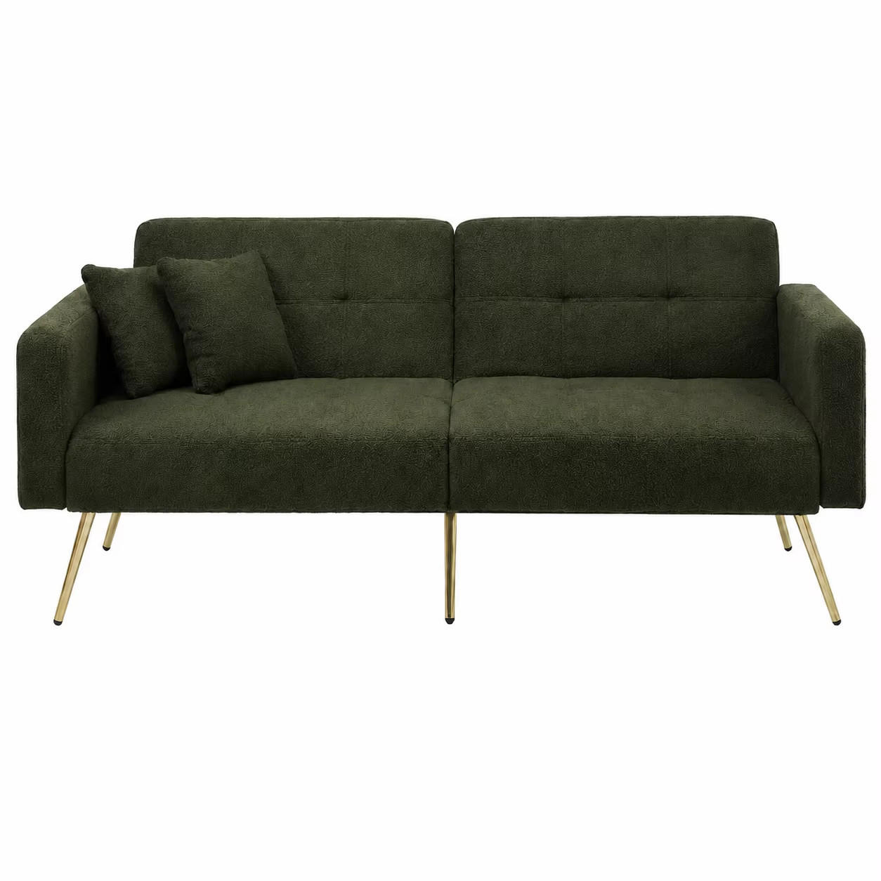 SCHLAFSOFA 2-Sitzer Sherpa, Verstellbare Rückenlehne mit Bettfunktion, Antikgrün - Dunkelgrün, Textil (175/72/64cm) - Kaket