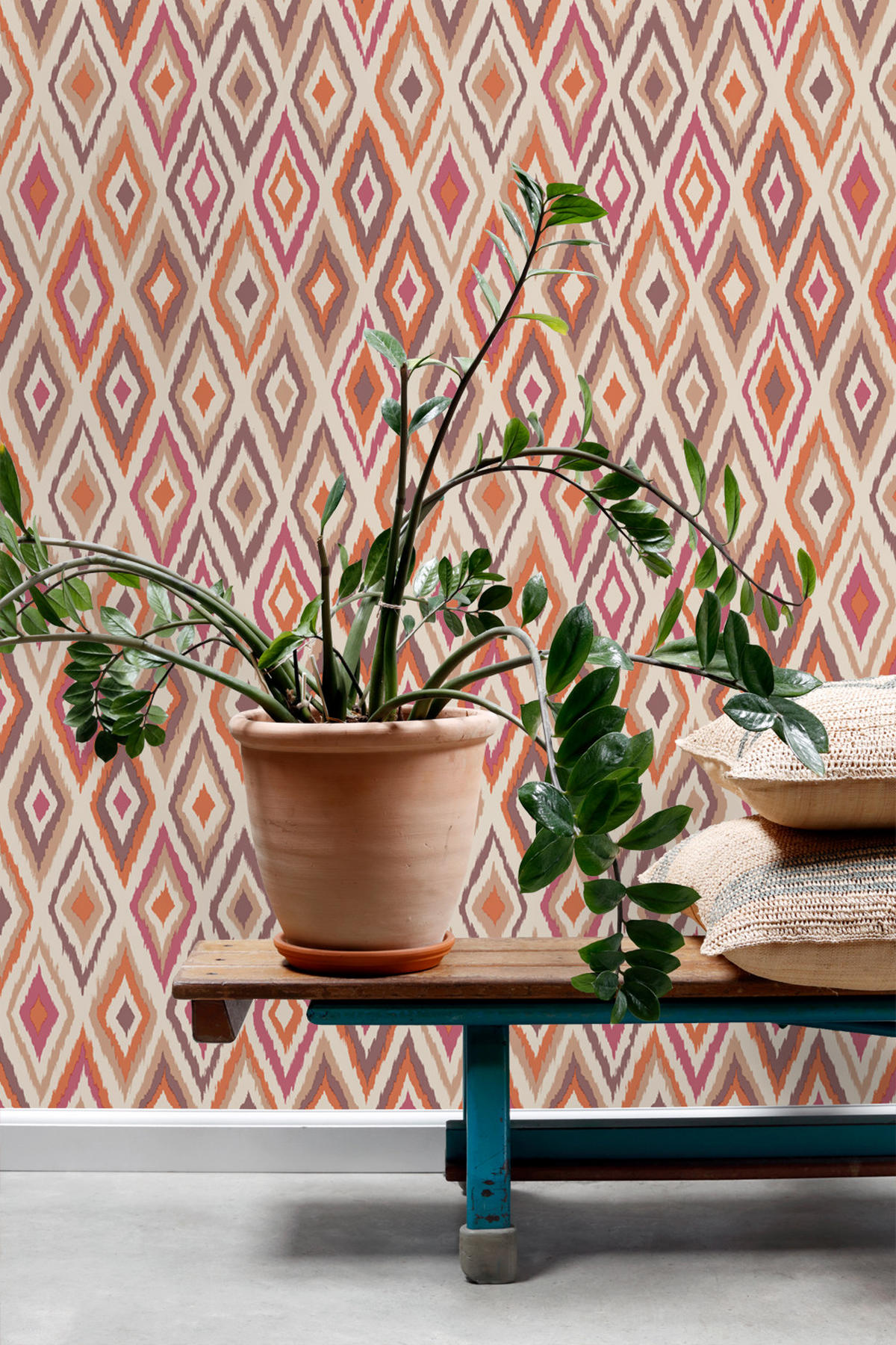 TAPETE Karomuster 50 x 900 cm - Terracotta, Papier (50/900cm) - ESTAhome