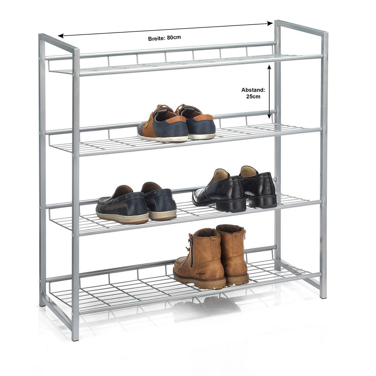 SCHUHREGAL SYSTEM - Silberfarben, Metall (81/84/30cm) - CARO-Möbel