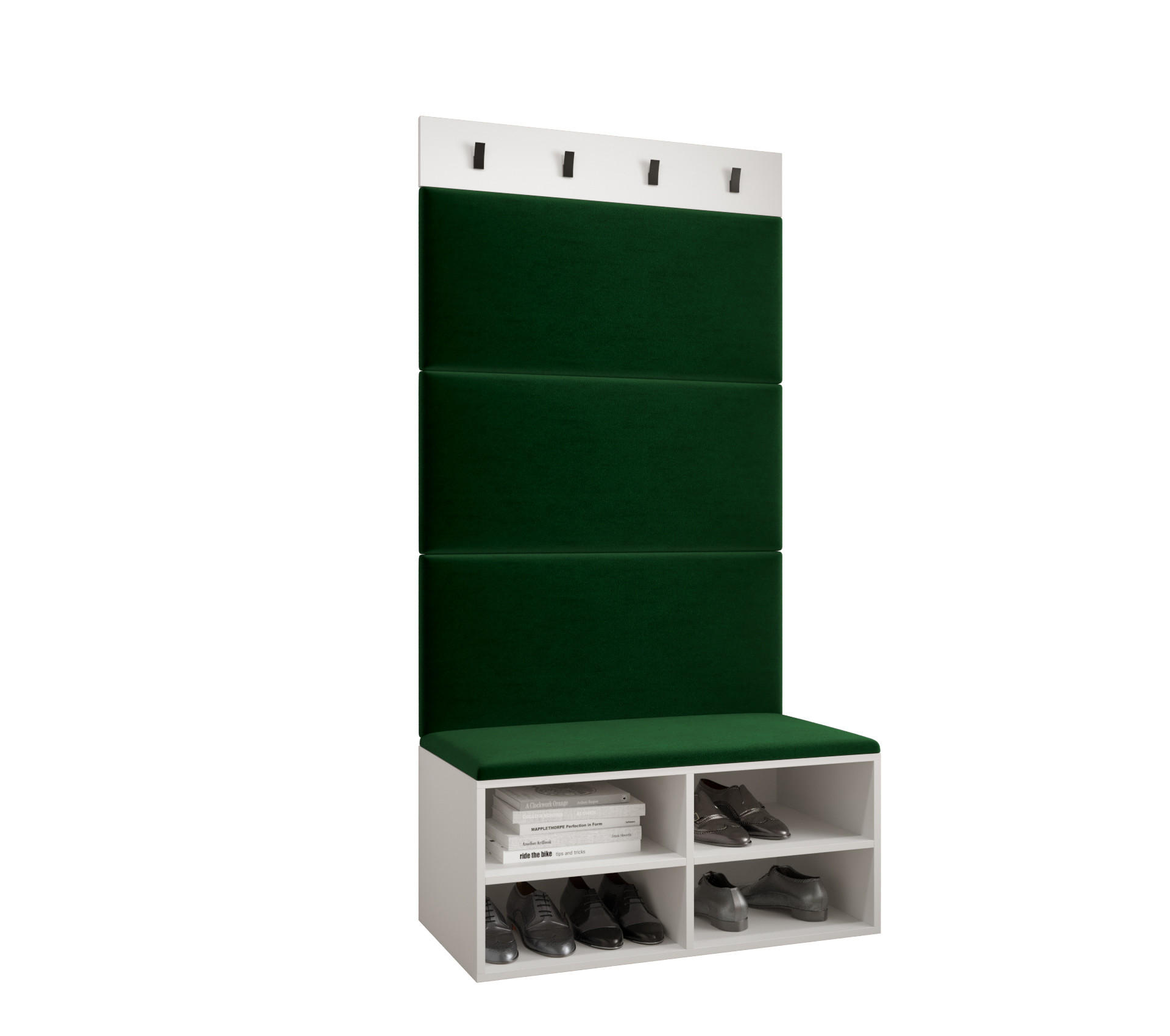 Möbel Kryspol Garderoben-Set Weiß, Waldgrün 84x184x42 cm