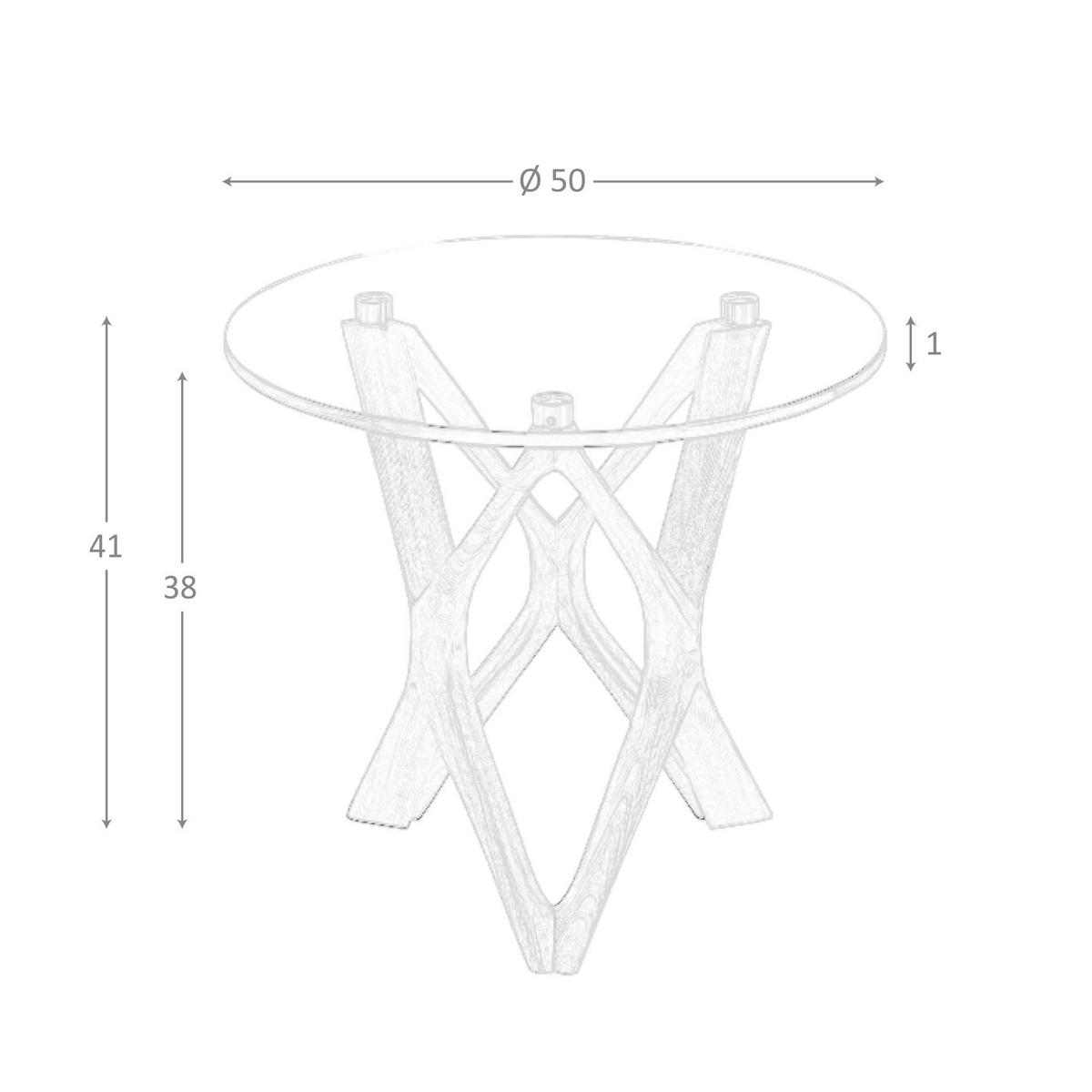 BEISTELLTISCH rund Glas | Walnuss 50/50/41 cm - Transparent/Walnussfarben, Glas (50/50/41cm) - ANGEL CERDA