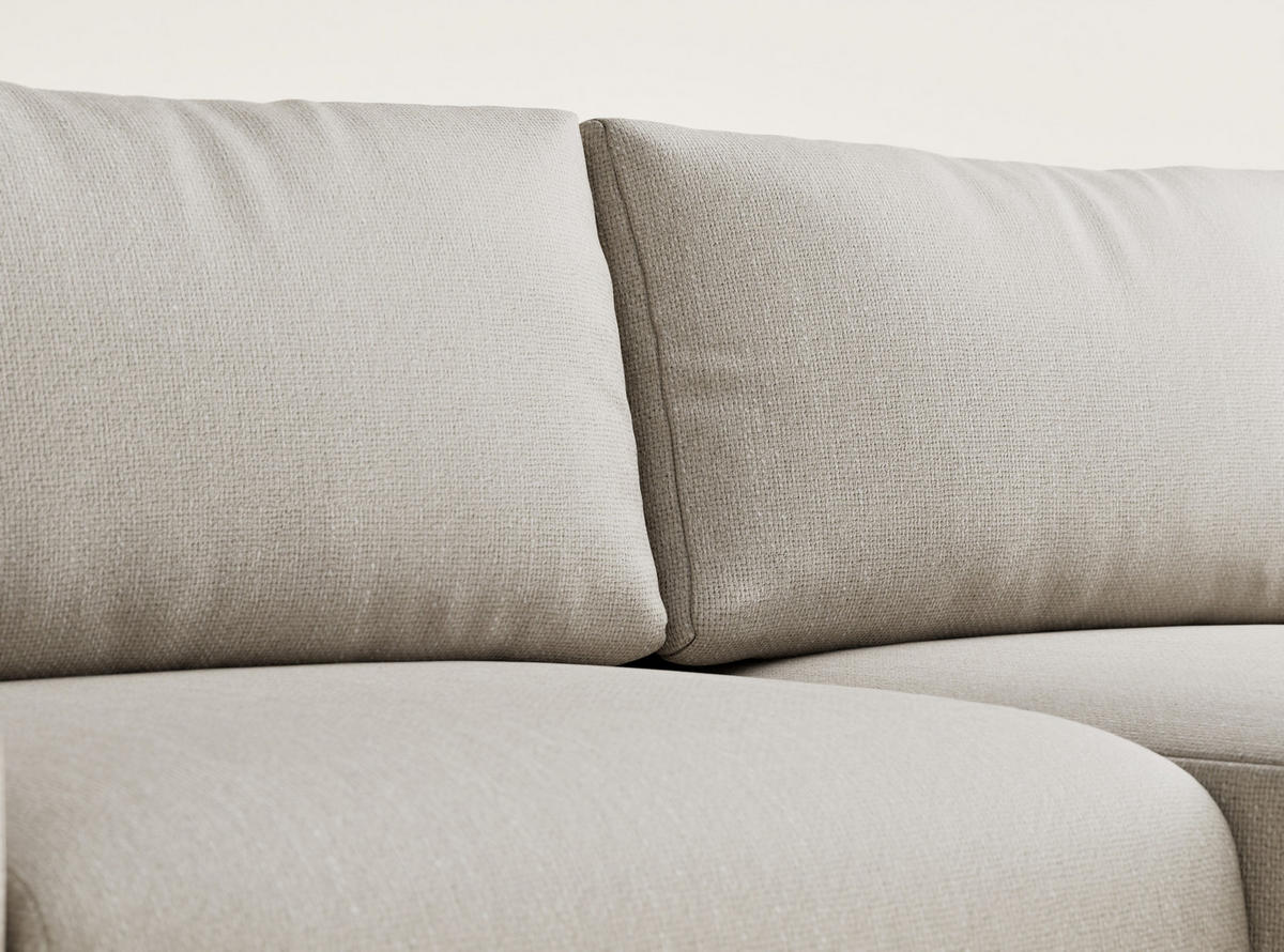 ECKSOFA MIT SCHLAFFUNKTION Numba Beige Webstoff - Beige/Schwarz, Holz/Holzwerkstoff (253/153cm) - Maison de Reve