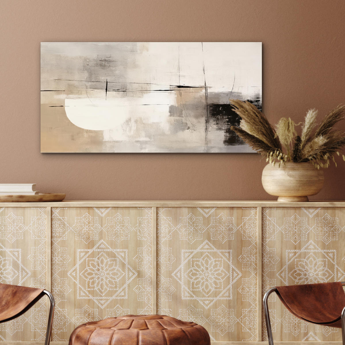 KOVOVÝ OBRAZ Abstraktné - Umenie - Sivé 80x40 cm - svetlosivá, kov (80/40cm) - MuchoWow