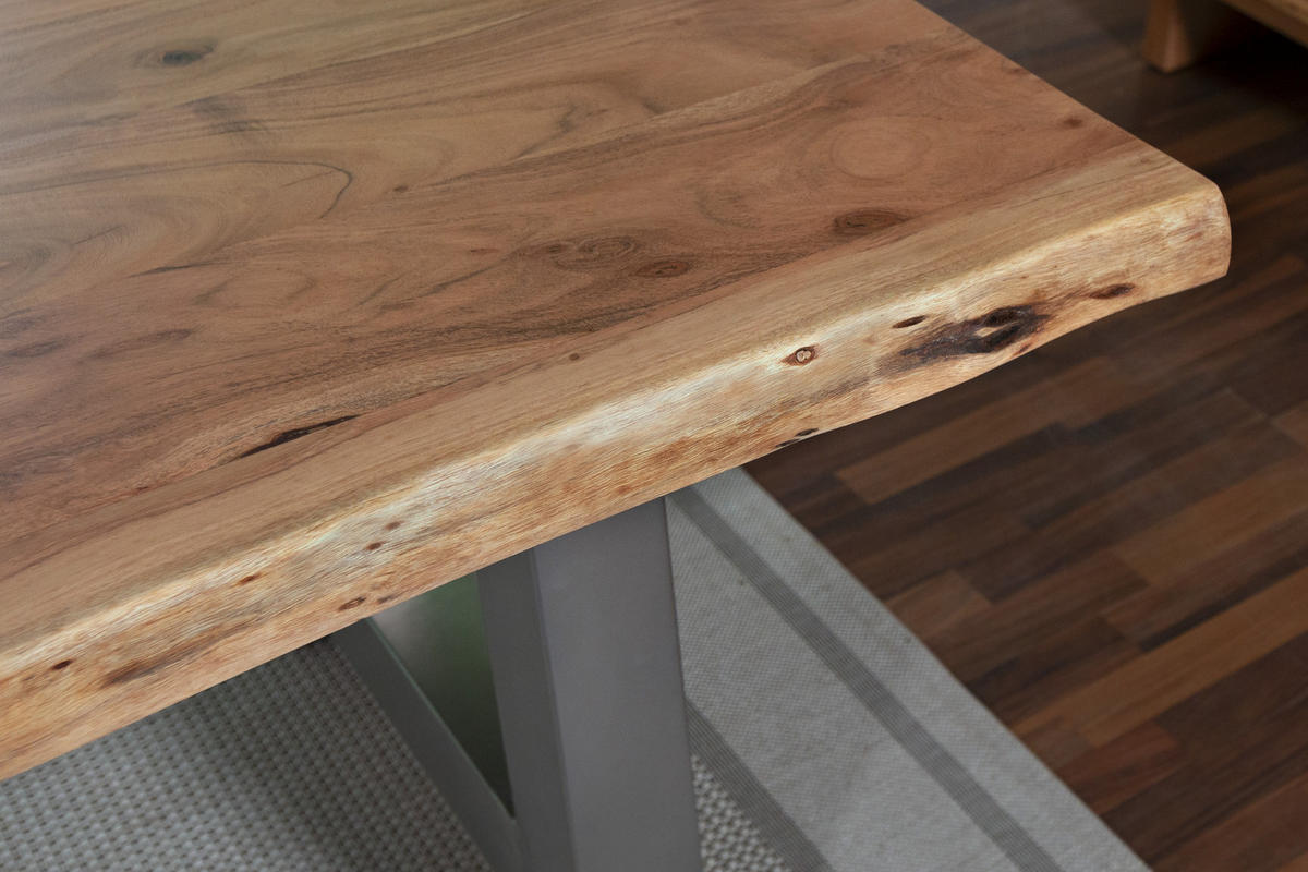 ESSTISCH CALI - Beige/Silberfarben, Holz/Metall (100/220/77cm) - SAM