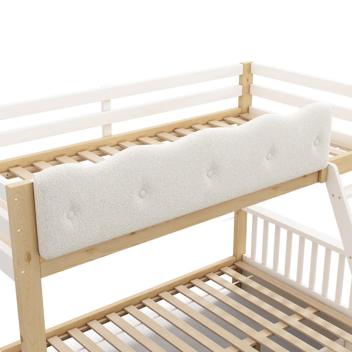 ETAGENBETT 90/200 cm & 140/200 cm in Weiß & Eiche mit Schubladen, Zeitschriftenständer und Leiter aus Holz im Gartenstil - Eichefarben/Weiß, Holzwerkstoff - STILVORA
