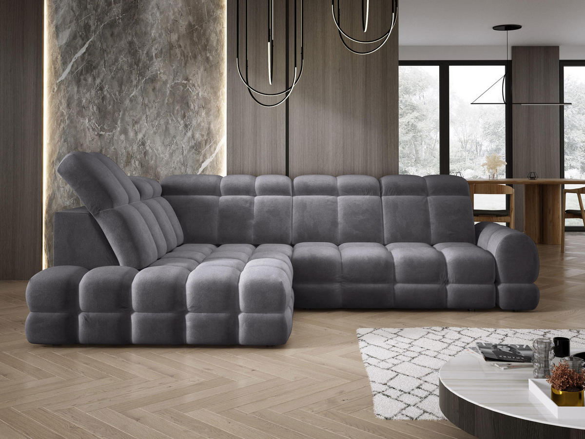 ECKSOFA TOLLO Salvador-stoff L-form 302x217x105 cm anthrazit - Anthrazit, Holz/Textil (302/217cm) - DomoHome