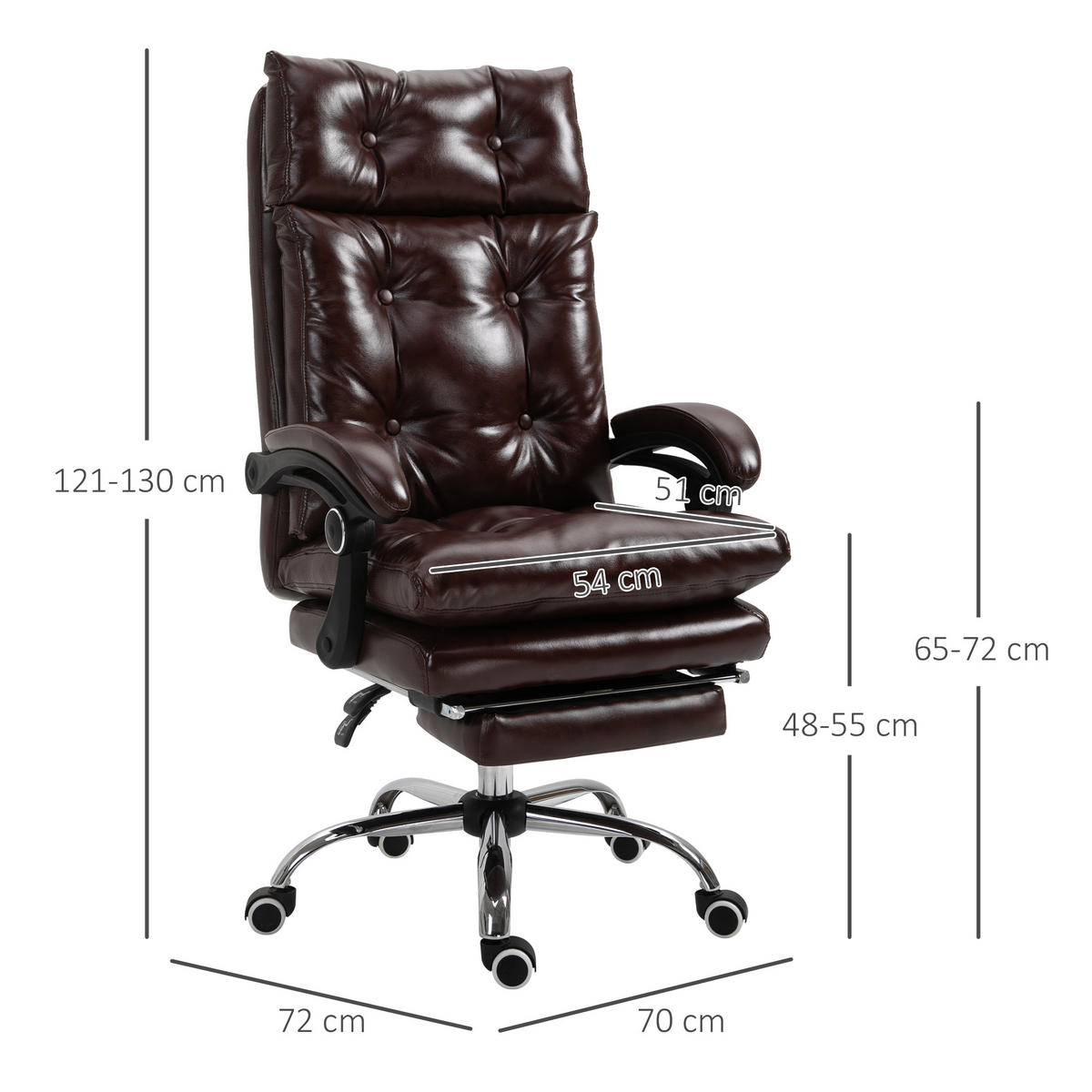 CHEFSESSEL DE-11765 70/72/121-130 cm Braun - Braun, Metall (70/130/72cm) - ComfortXL