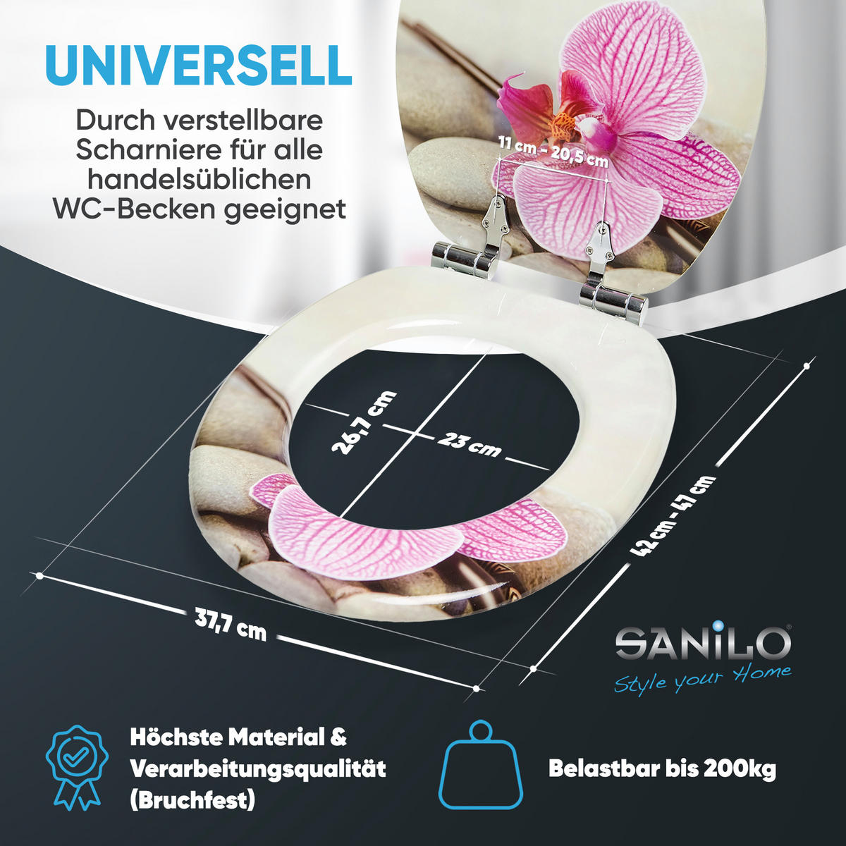 WC-SITZ mit Absenkautomatik Wellness - Violett, Holzwerkstoff (38/6/47cm) - Sanilo