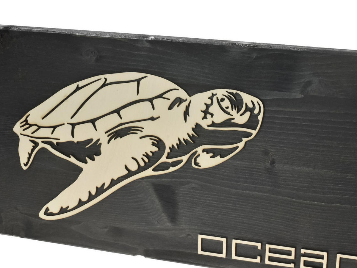 WANDBILD Turtles Holz 80/20 cm - Sandfarben/Braun, Holz (2.5/20cm) - Raumzutaten