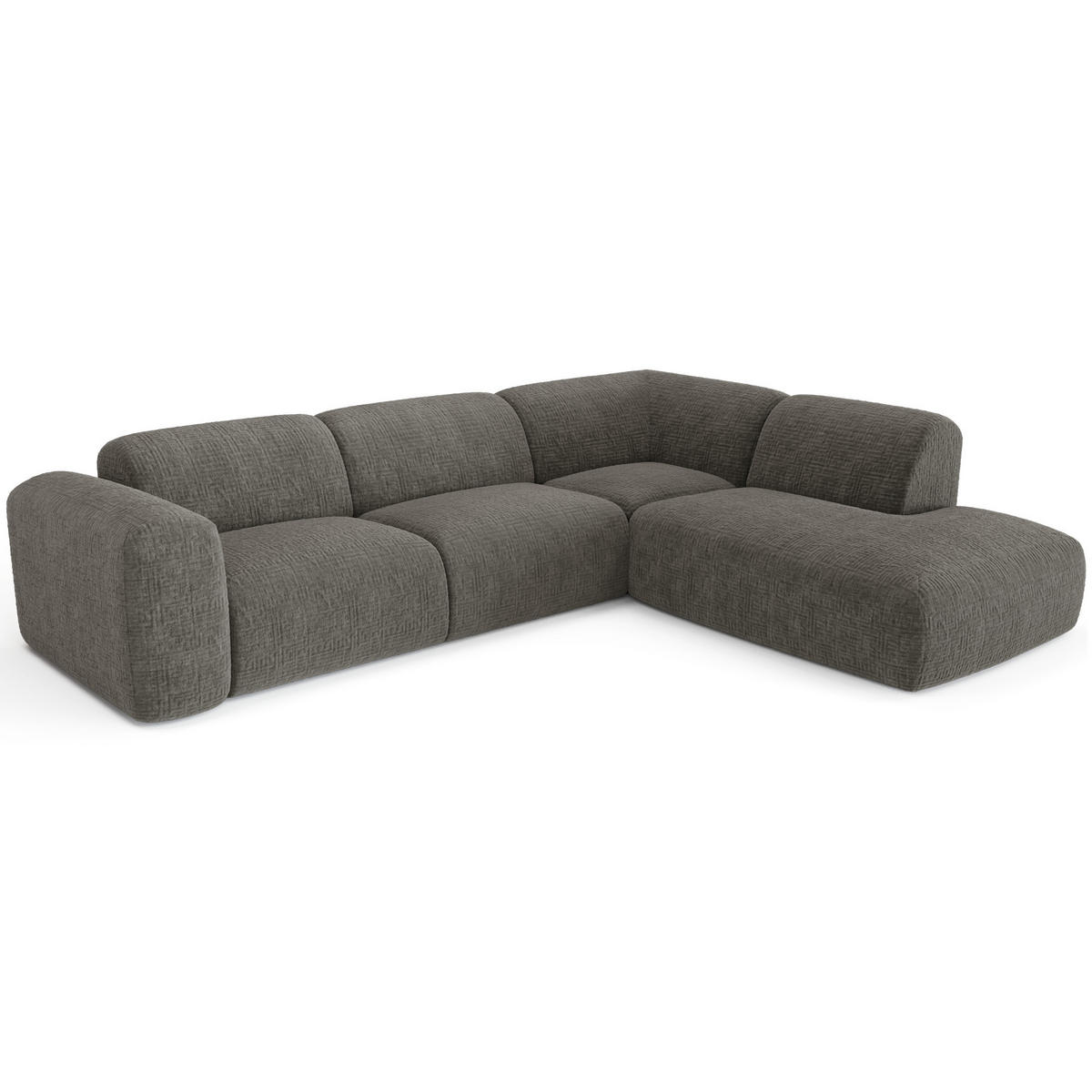 ECKSOFA RECHTS Gemusterter Samt Grau 269cm - Grau, Textil (269/221cm) - Sia Home