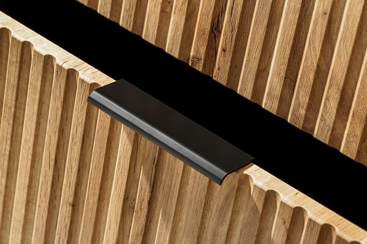 BADMÖBEL-SET 7 Teile - Adel Oak A BM57 in Wotan Oak - Eiche Wotan/Schwarz, Holz/Metall (120/140/46cm)