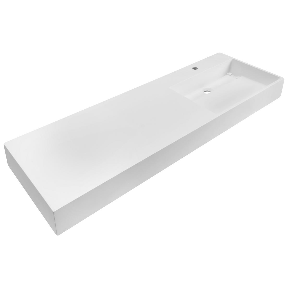 HÄNGEWASCHBECKEN Weiß 150/48 cm Mineralguss Cusco - Weiß, Naturmaterialien (150/13/48cm) - Beliani