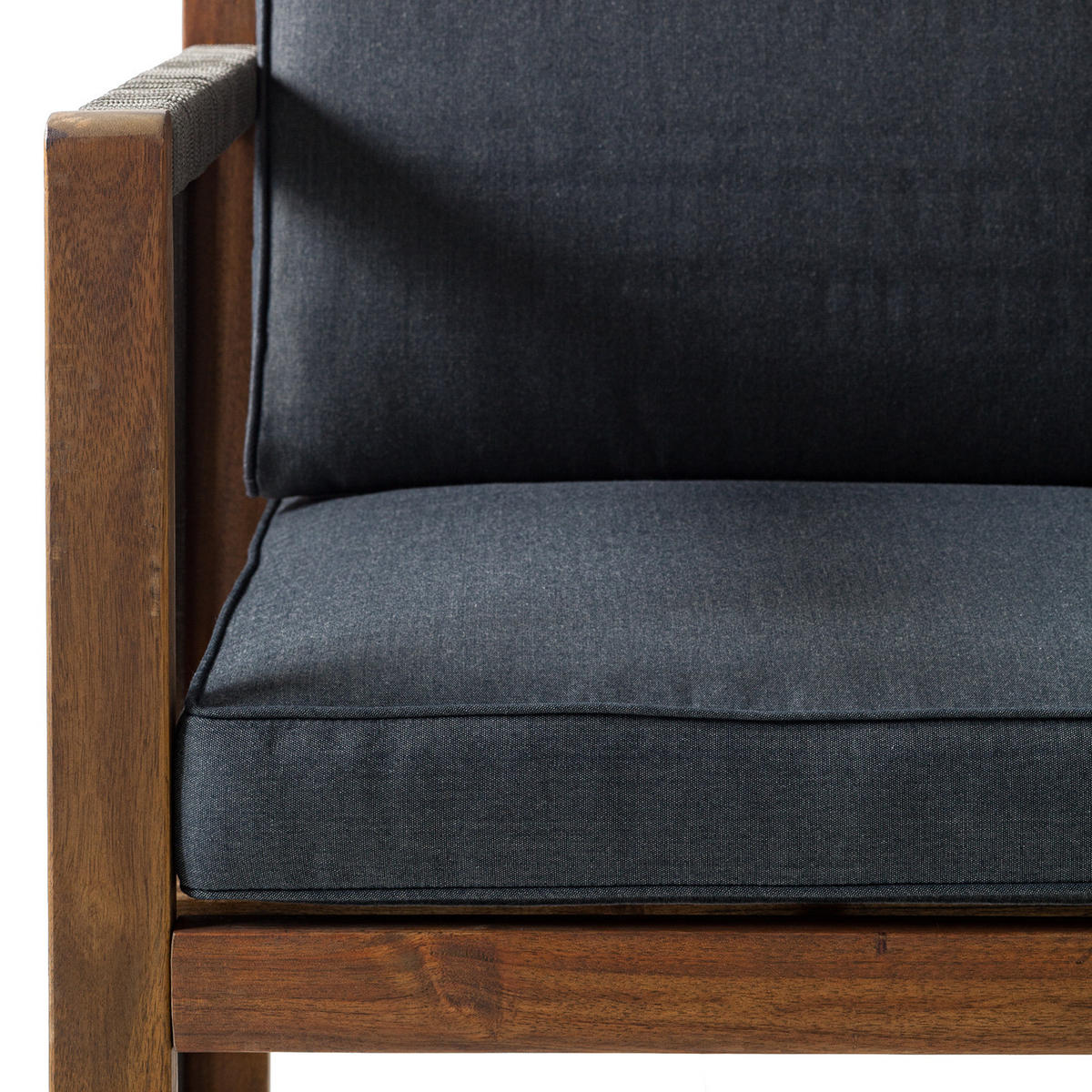 DININGSTUHL mit Armlehnen - 2er-Set - Akazie massiv / Webstoff - Braun/Grau, Holz/Textil (62/86/66cm) - home24