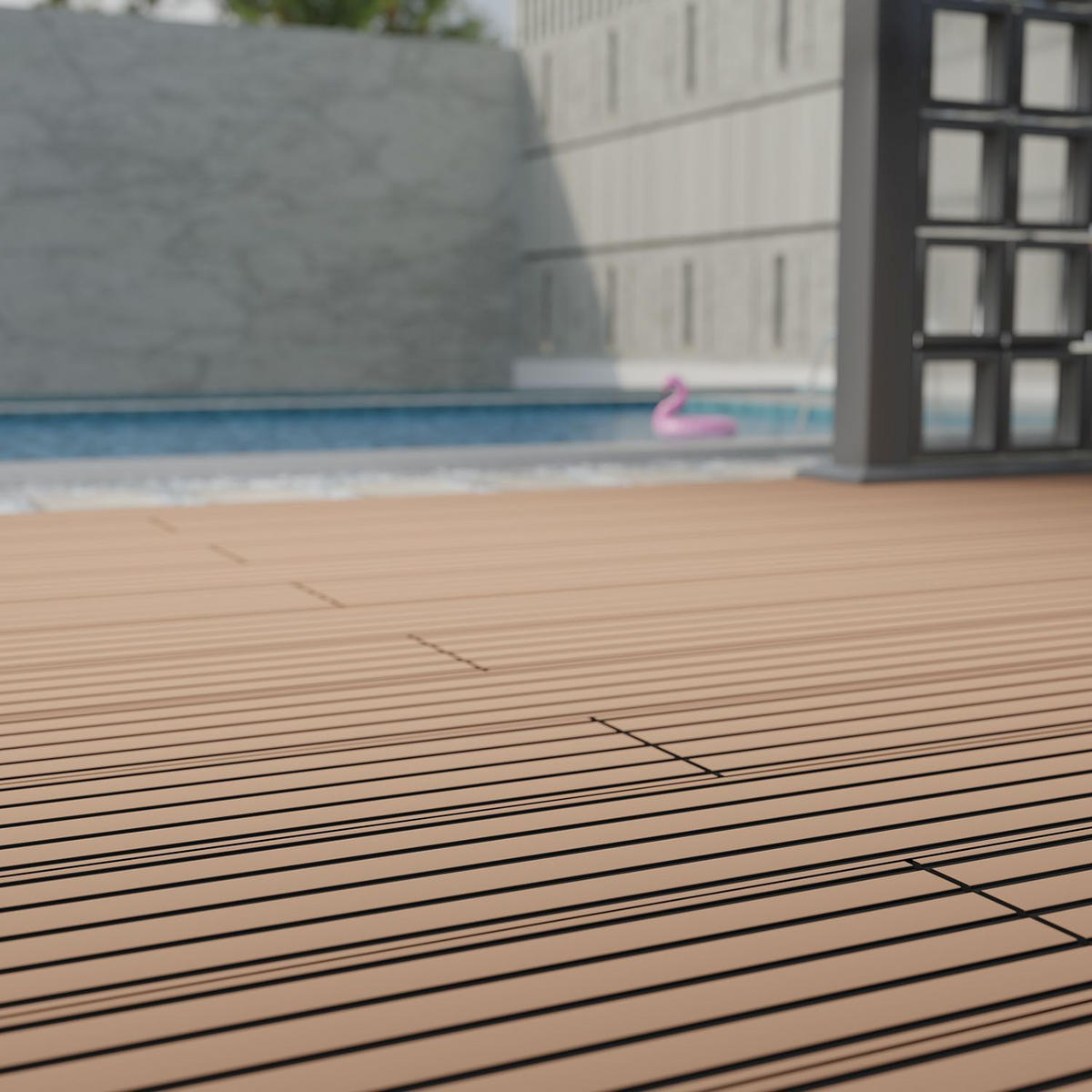 TERRASSENDIELEN WPC Teak 30 m² - Teakfarben, Kunststoff (220/14.6/2.5cm) - Juskys