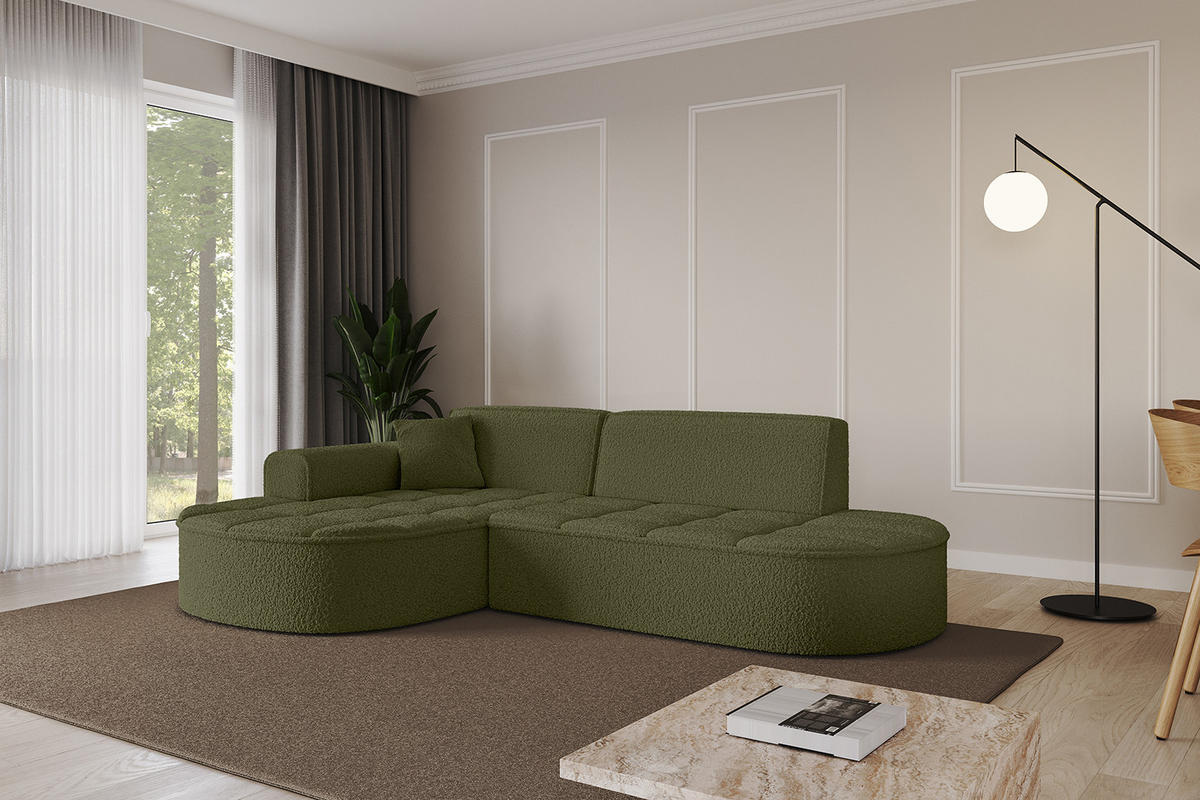 ECKSOFA Ottomane Links TARO-L1 - 243x171x79,5 cm Grün - Grün, Holzwerkstoff/Textil (243/171cm) - ALTDECOR