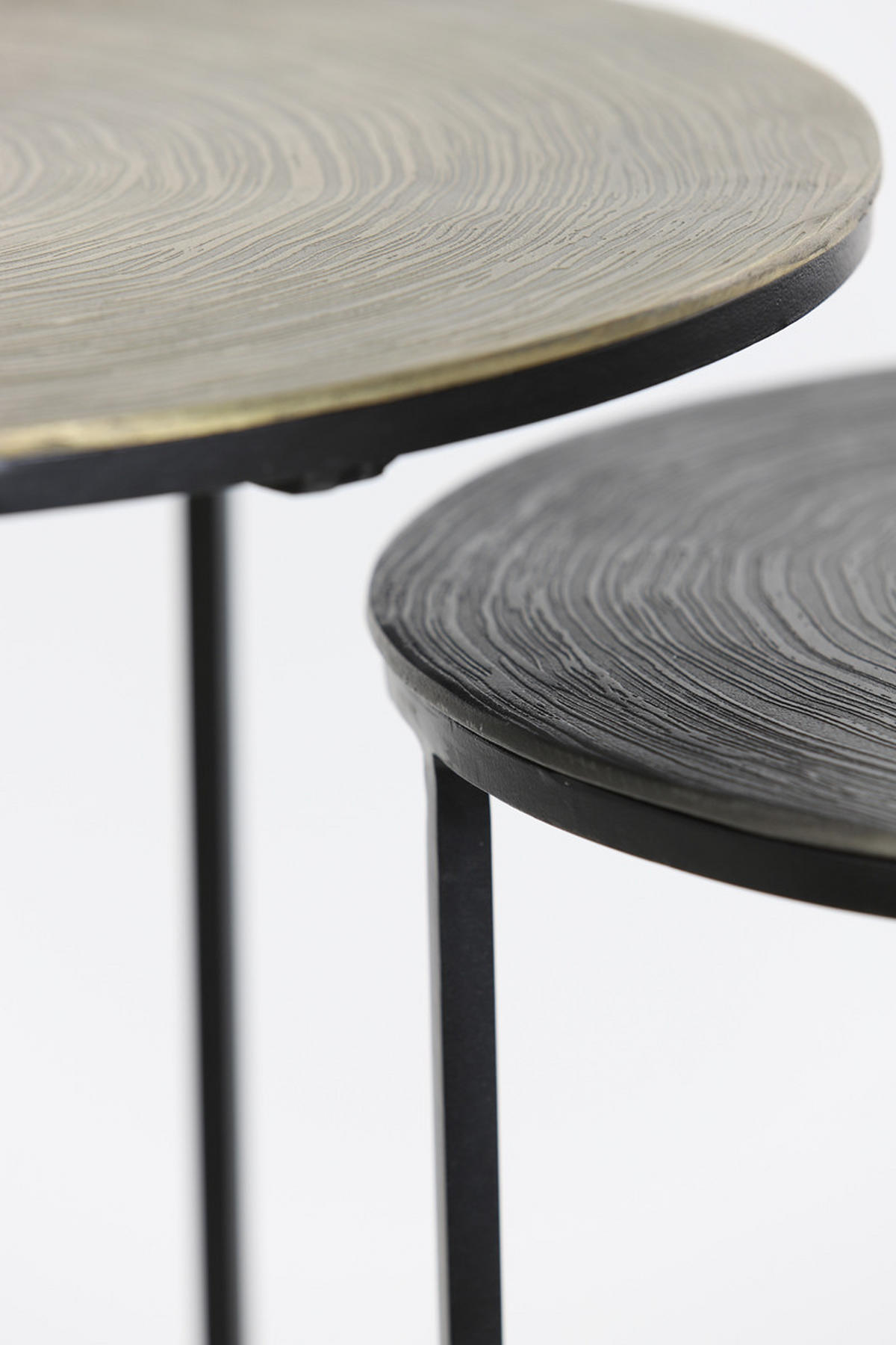 BEISTELLTISCH PRIMO Ø49x52 cm, 2er Set, Schwarz-Bronze - Bronzefarben, Metall (49/49/52cm) - Light & Living