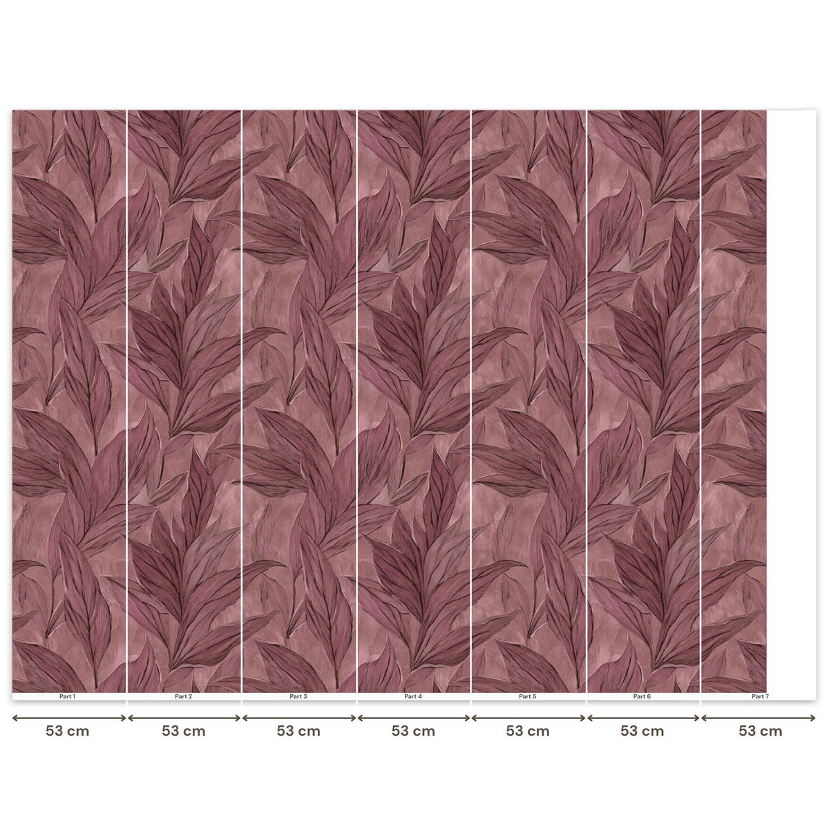 TAPETE - Blätter - Muster - Lila - 350x280 cm - Altrosa, Papier (350/280cm) - OnlyWow