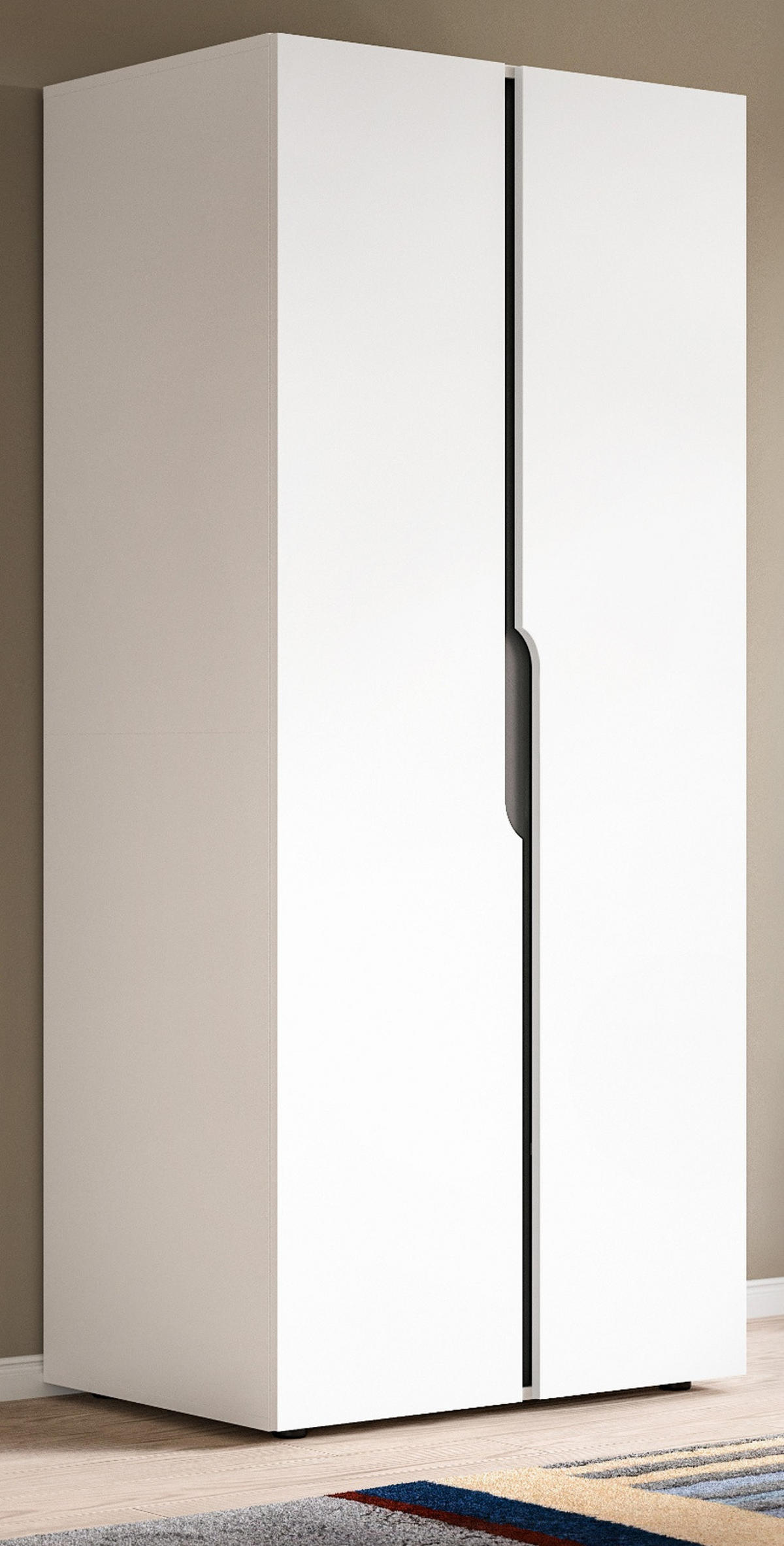 KLEIDERSCHRANK weiß, grau 81 x 176 cm, Drehtürenschrank 2-türig - Schwarz/Weiß, Holzwerkstoff/Kunststoff (81/176/51cm) - Inn.Furn