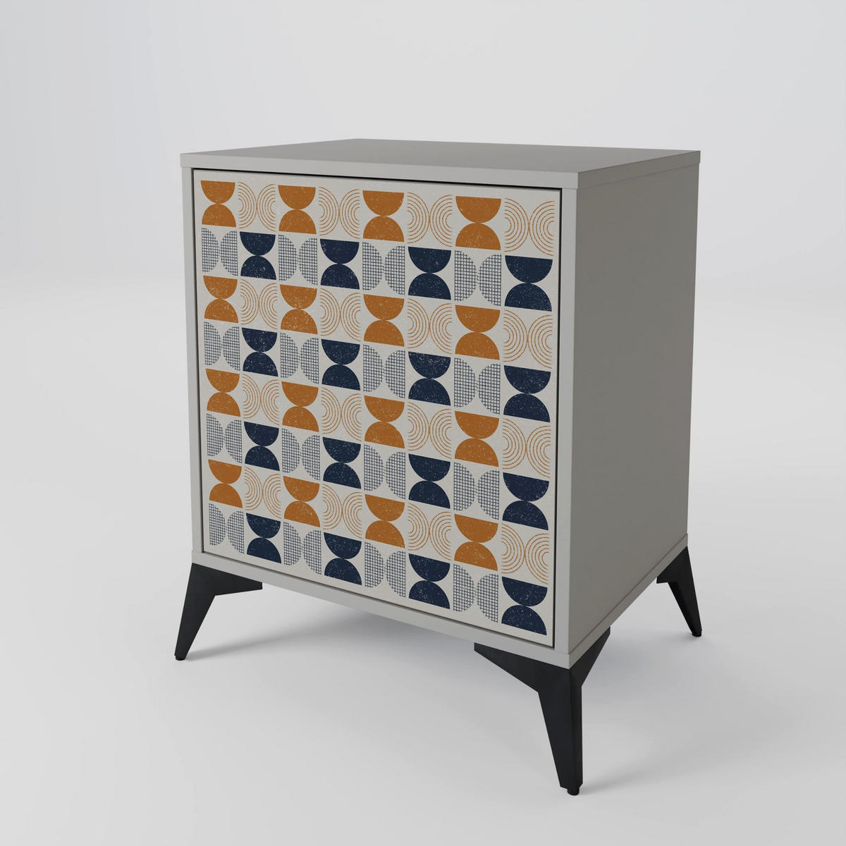 SIDEBOARD REFLECTION RANGE, Grau, 57,5x42x67,5 cm, Schwarze Metall-Rahmenfüße - Multicolor/Schwarz, Holzwerkstoff/Metall (57.5/67.5/42cm) - SpaceRebels