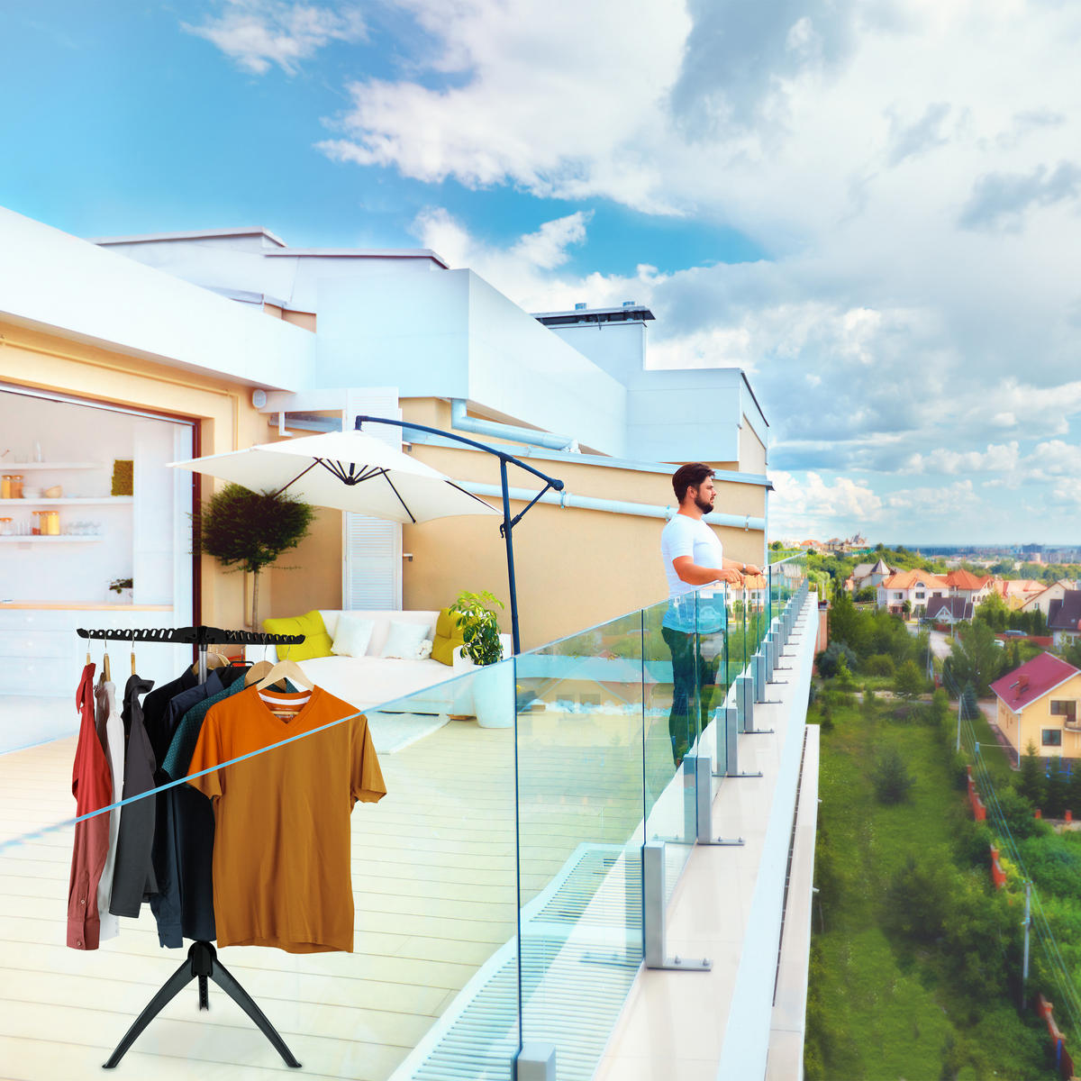 ŽEHLIACI sušiak - viacfarebná, kov/plast (62/129/62cm) - Relaxdays