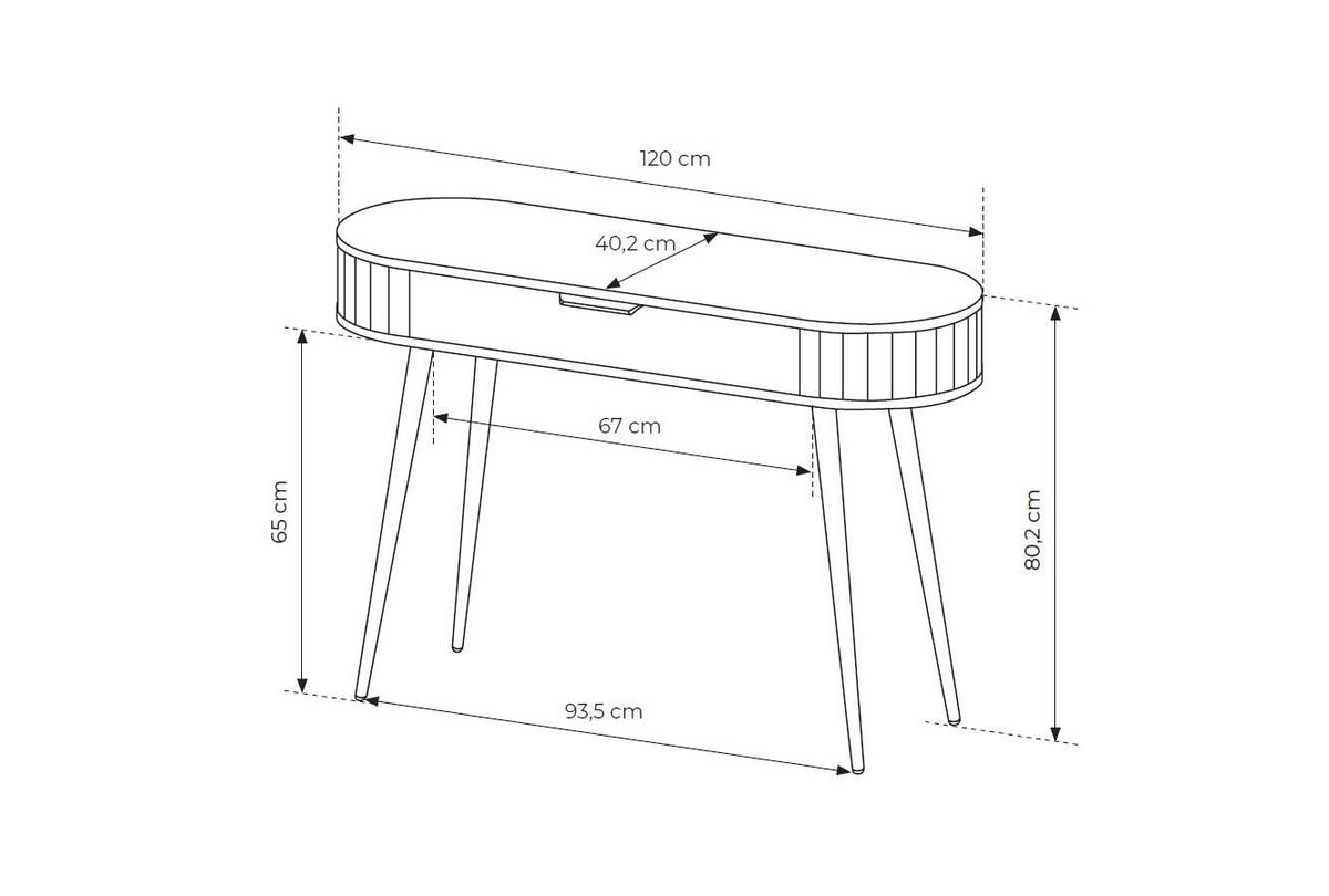 SCHMINKTISCH Rivo Eiche Cremona, mit geräumiger Schublade und Hochbeine - Eichefarben/Schwarz, Holzwerkstoff/Metall (40/120/80cm) - Bettso