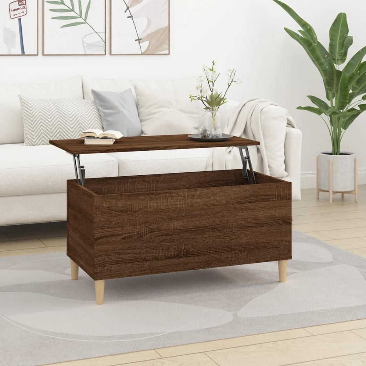 COUCHTISCH Braun Eichen-Optik 90x44,5x45 cm Holzwerkstoff - Braun, Holzwerkstoff (90/44.5/45cm) - furnicato