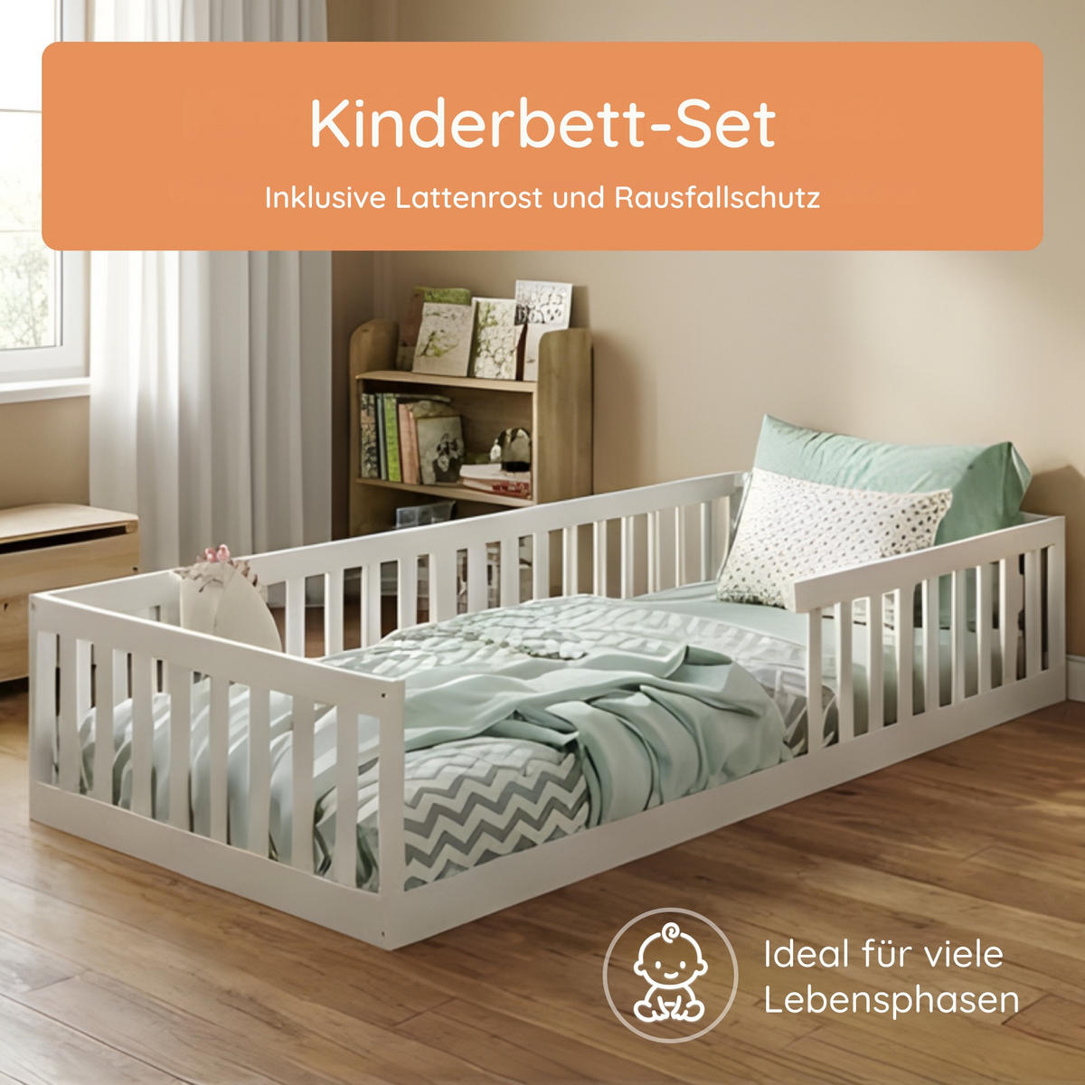 BODENBETT 90x200 cm in Weiß - Weiß, Holz (90/200cm) - Kids Collective