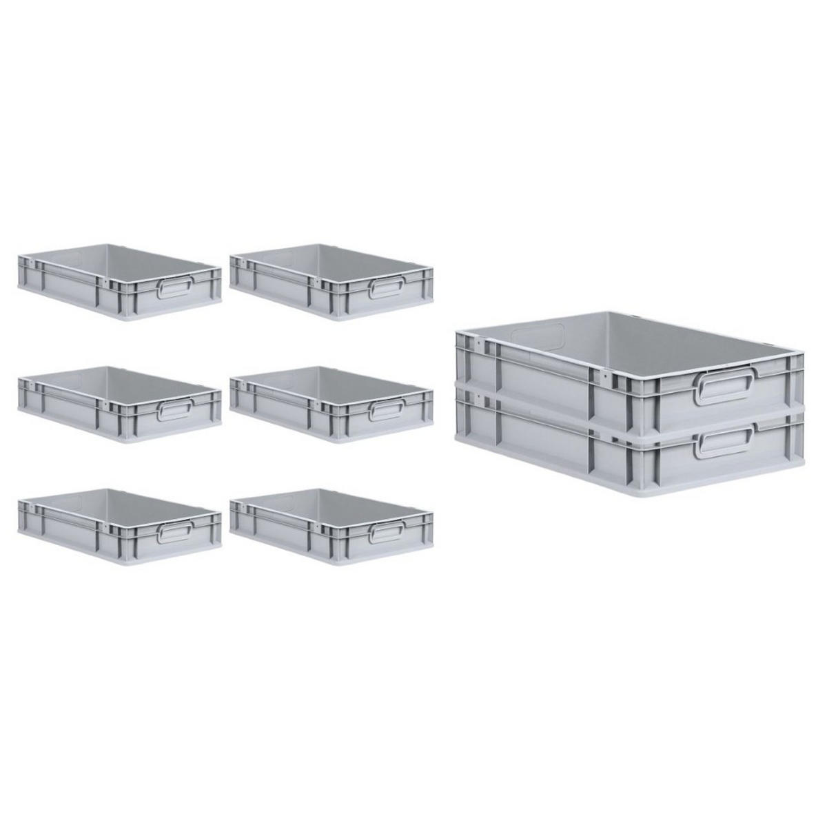 EUROBOX 8x Nextgen Economy Mit Scharnierdeckel Grau/Rot Griffe Geschlossen 23 Liter - Rot, Kunststoff (40/12/60cm) - PROREGAL