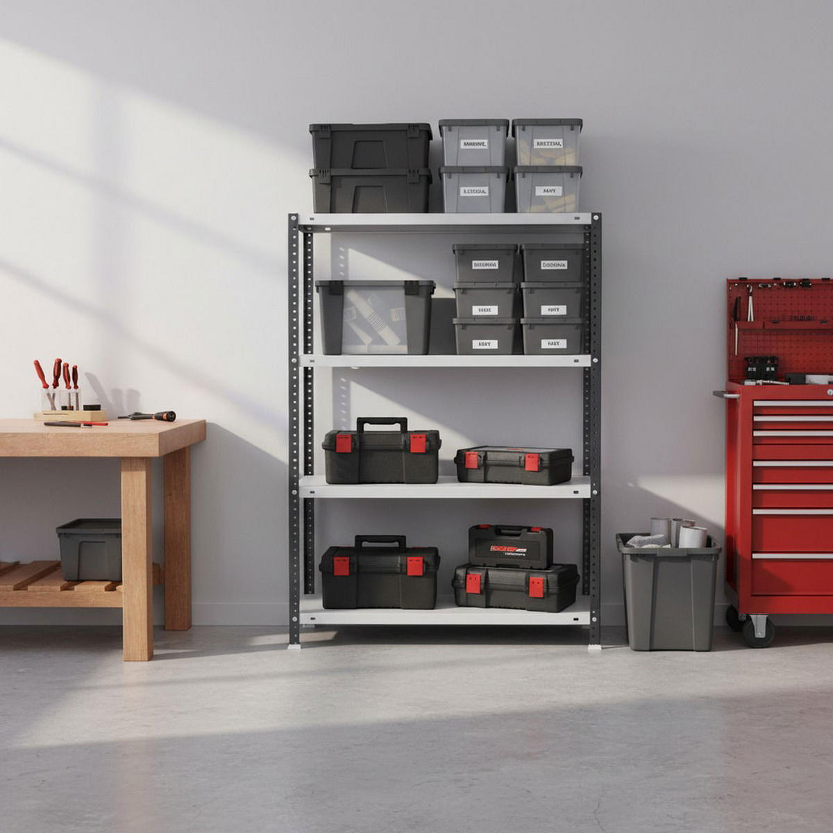 SCHRAUBREGAL PANDA MID | HxBxT 150x80x40cm | 4 Fachböden | Fachlast 100kg | Anthrazit-Weiß - Anthrazit, Metall (80/150/40cm) - PROREGAL